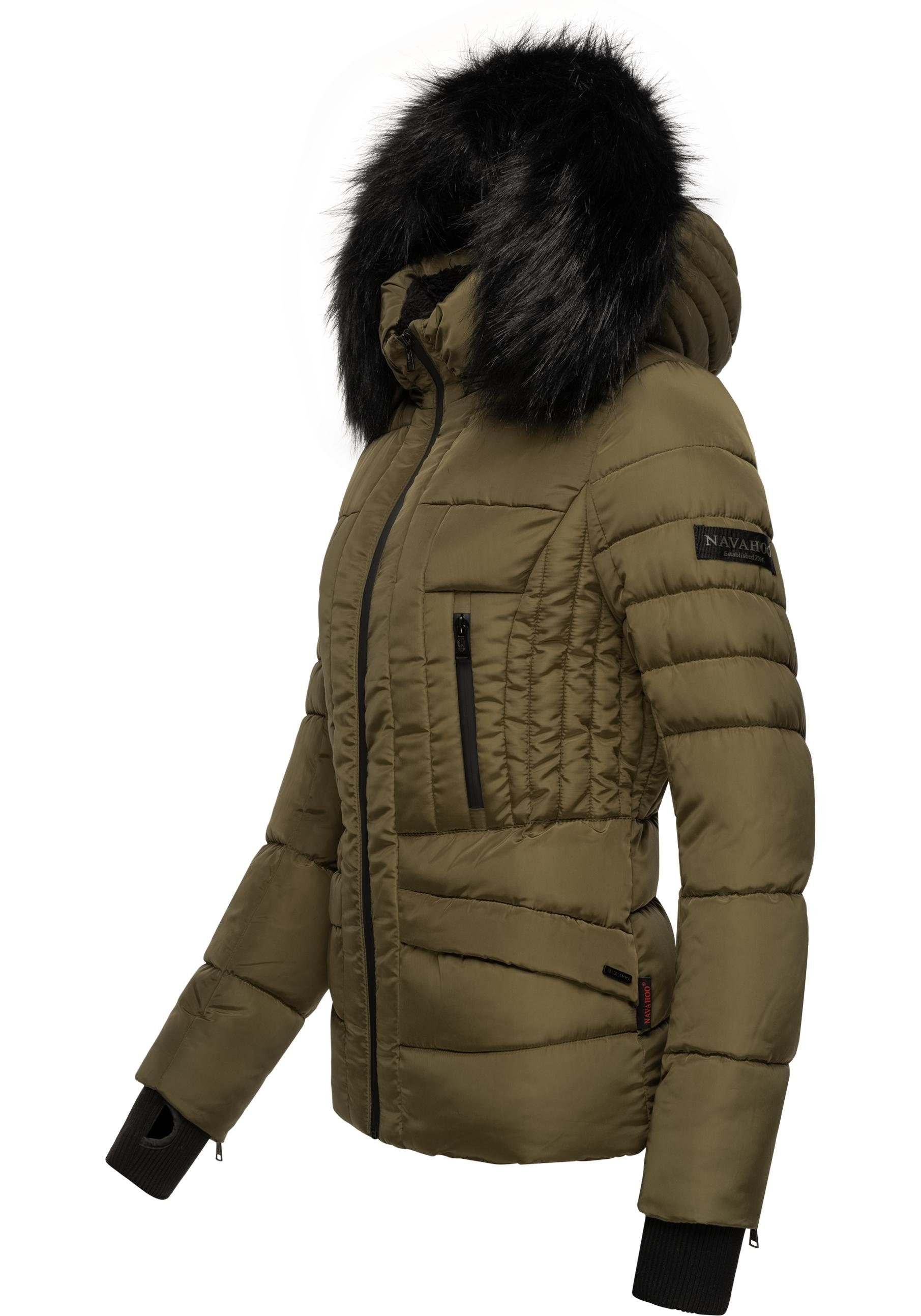 Navahoo Steppjacke Adele hochwertige Winterjacke mit edler Kunstfell- Kapuze