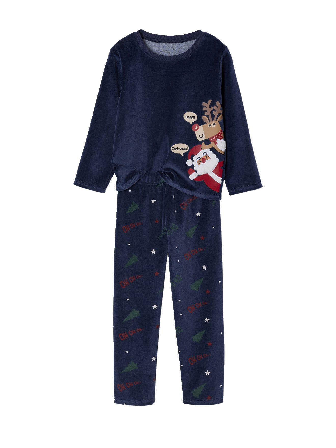 vertbaudet Schlafanzug Schlafanzug Samt Weihnachten Jungen Weihnachtsmotiv