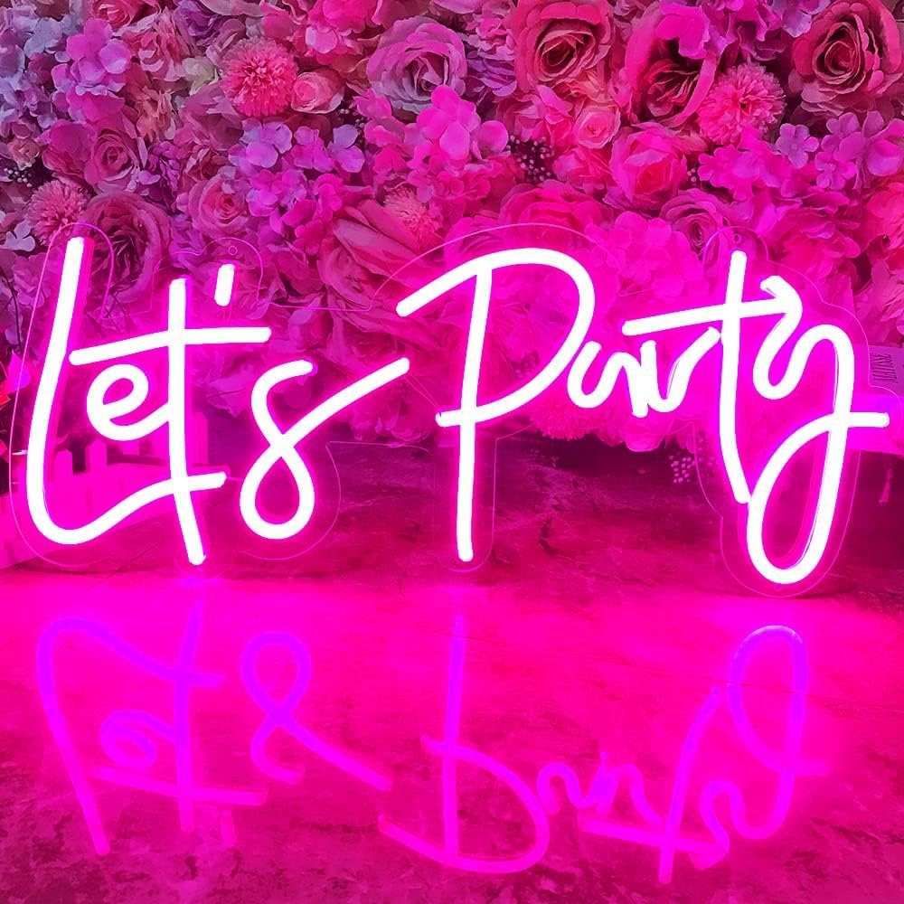 LED Deko Wand Sign Dekolicht MUPOO Light Party,Neon Let's Schild Neon Rosa Schlafzimmer,Neon