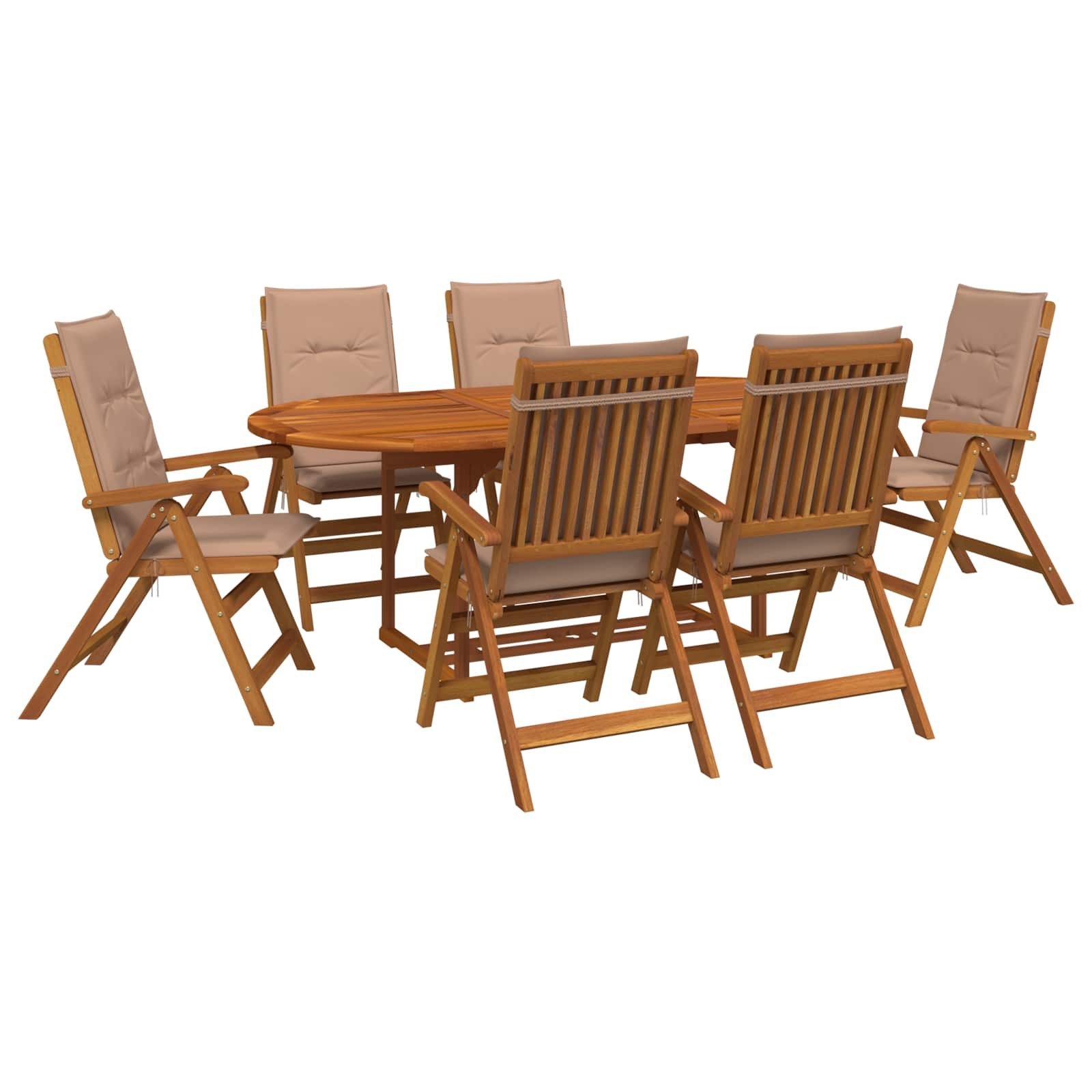 vidaXL Gartenlounge-Set 7-teiliges Garten Essset Natur Massivholz