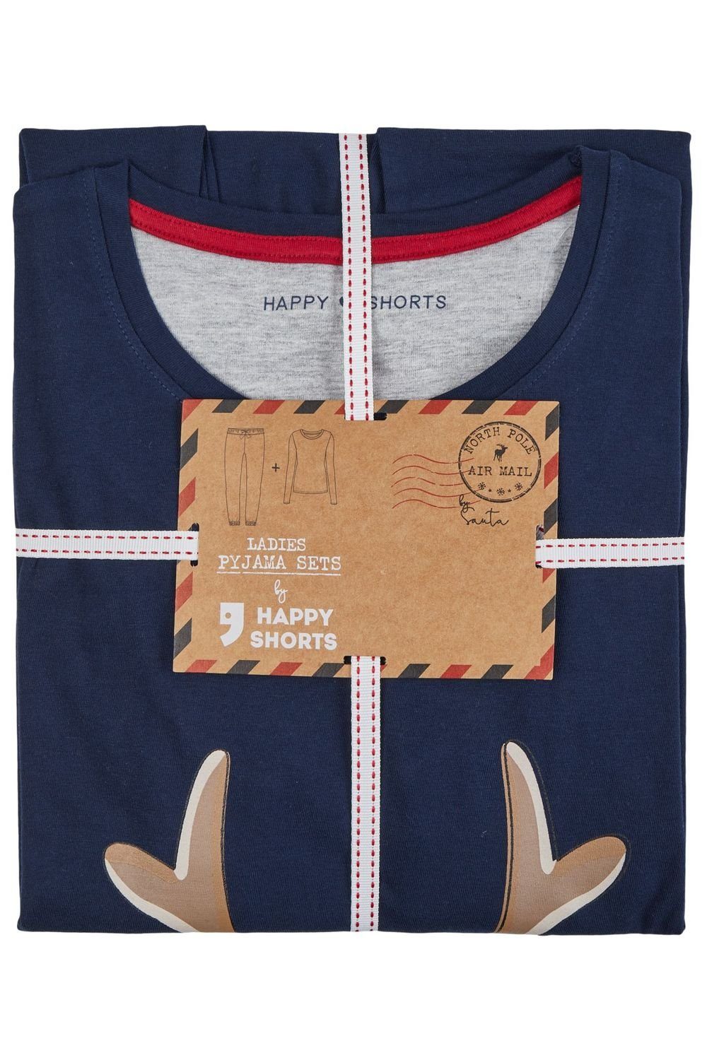 HAPPY SHORTS Reindeer Damen Rentier Homewear Sleepwear - Shorts Pyjama Happy Pyjama Schlafanzug