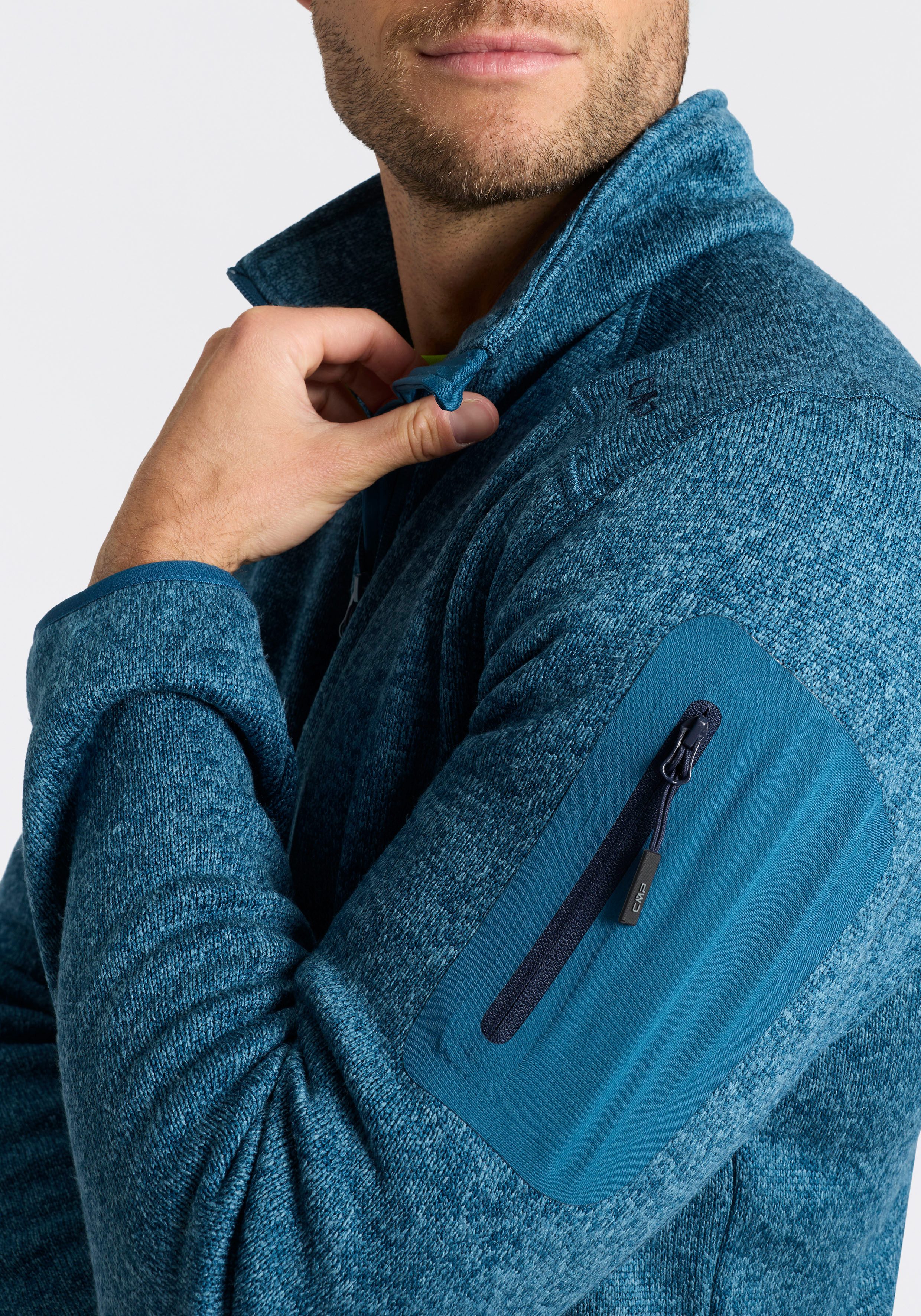 CMP Strickfleecejacke MAN JACKET atmungsaktiv, schnell trocknend, wärmend, Übergangsjacke