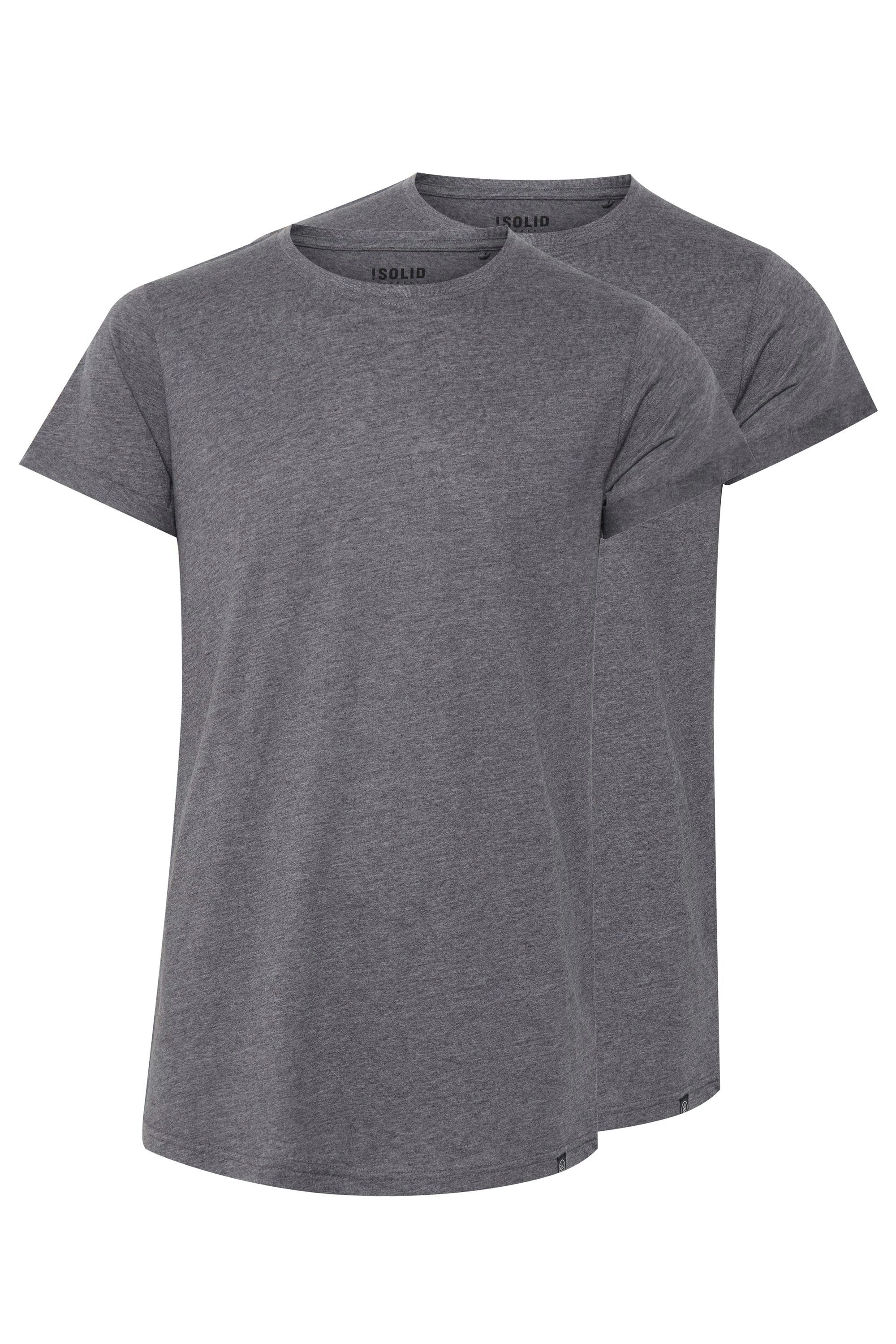 im T-Shirt Longshirt (8236) SDLongo Melange 2er-Pack !Solid Grey