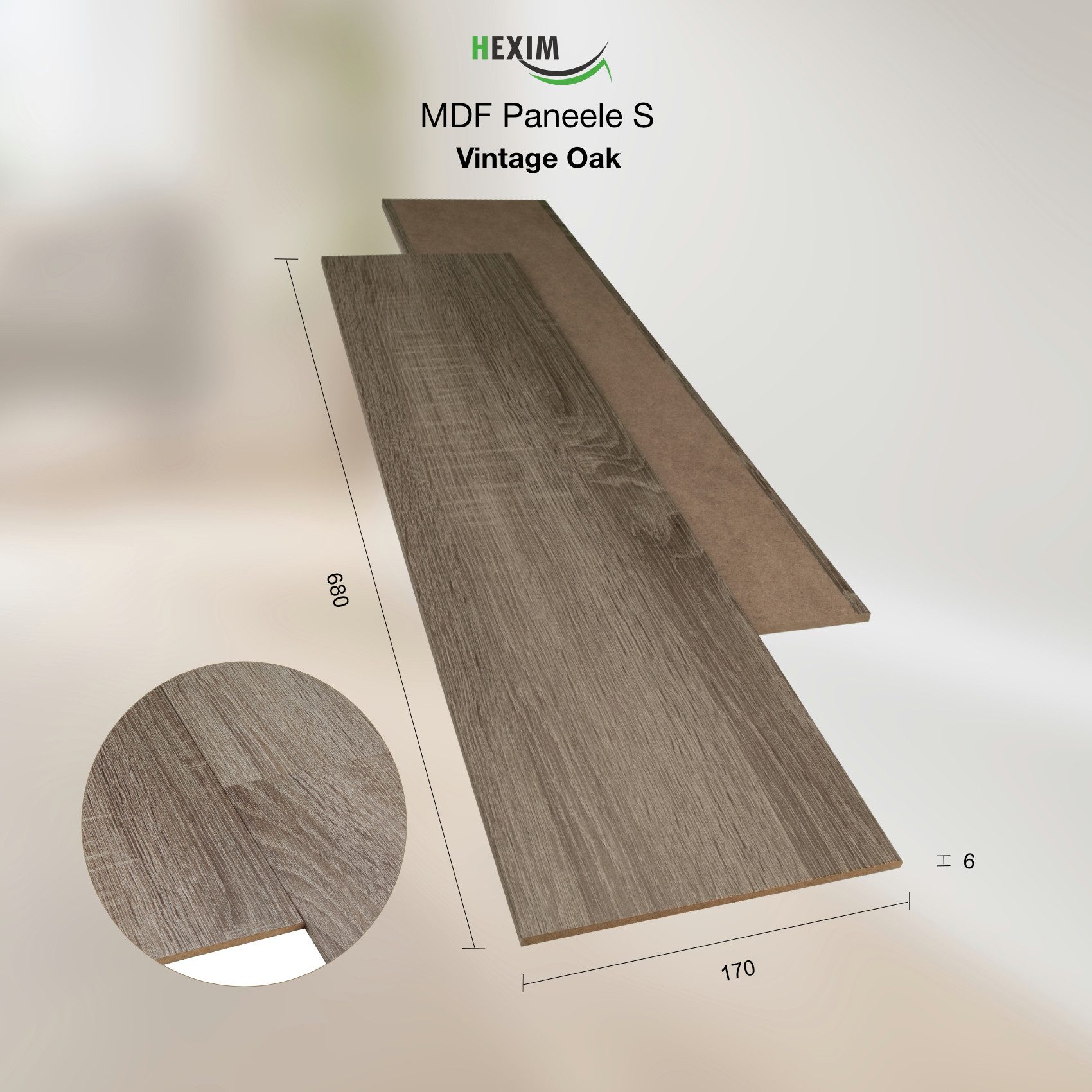 Hexim Wanddekoobjekt Vintage Oak (Paneele aus günstig online kaufen