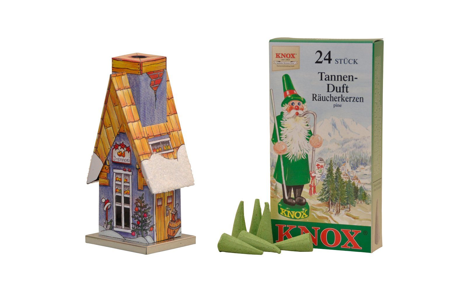 KNOX Räucherhaus Brennereihütte, inkl. 24 Räucherkerzen "Tannenduft", Made in Germany