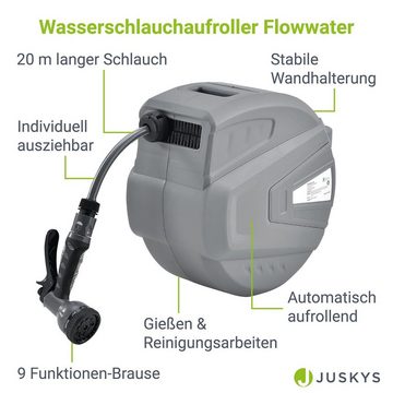 Juskys Schlauchaufroller Flowwater, Durchmesser Schlauch 1/2 Zoll, schwenkbar, Multifunktionsbrause