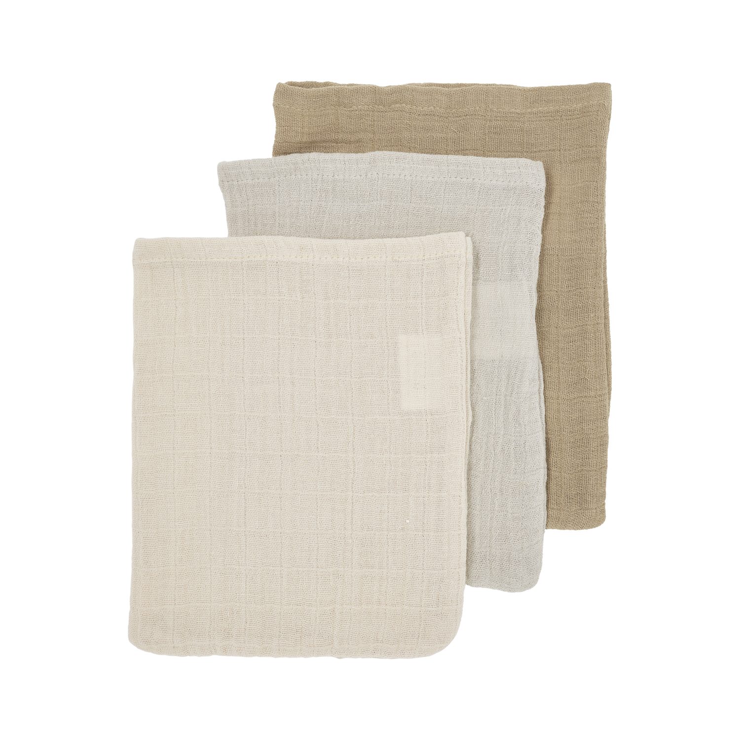 Meyco Baby Stoffwindeln Soft Sand/Greige/Taupe (100% Baumwolle, 3-St), 20x17cm - 3-Pack