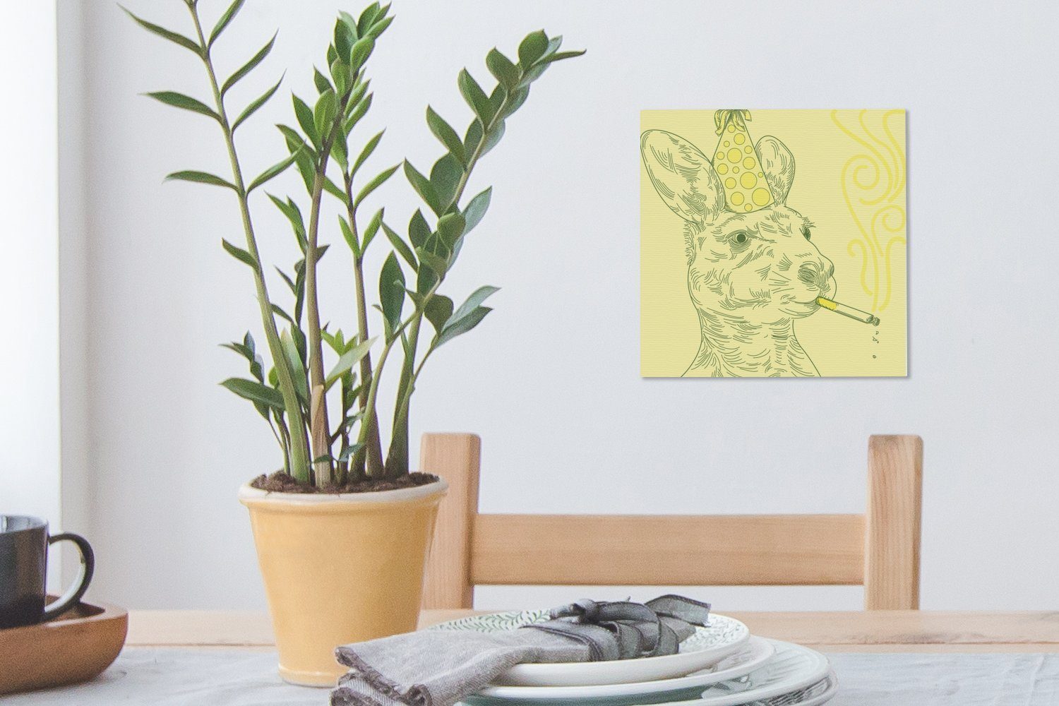 eines Bilder Leinwandbild rauchenden Leinwand (1 wilden St), Wohnzimmer OneMillionCanvasses® für Illustration Schlafzimmer Eine verrückte Kängurus,