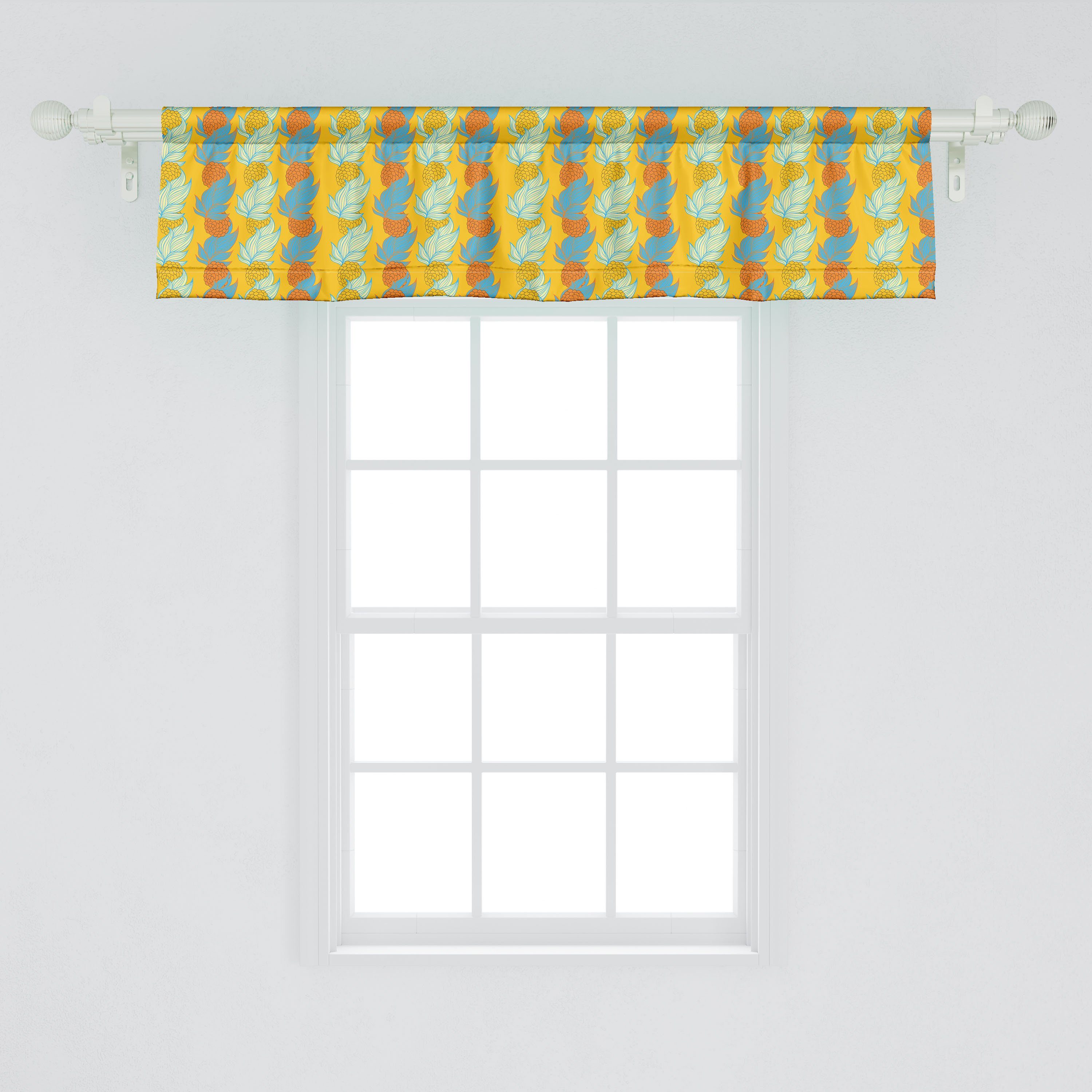 Scheibengardine Vorhang Volant für Abakuhaus, mit Exotische Microfaser, Blumen-Muster Stangentasche, Küche Dekor Schlafzimmer Botanisch