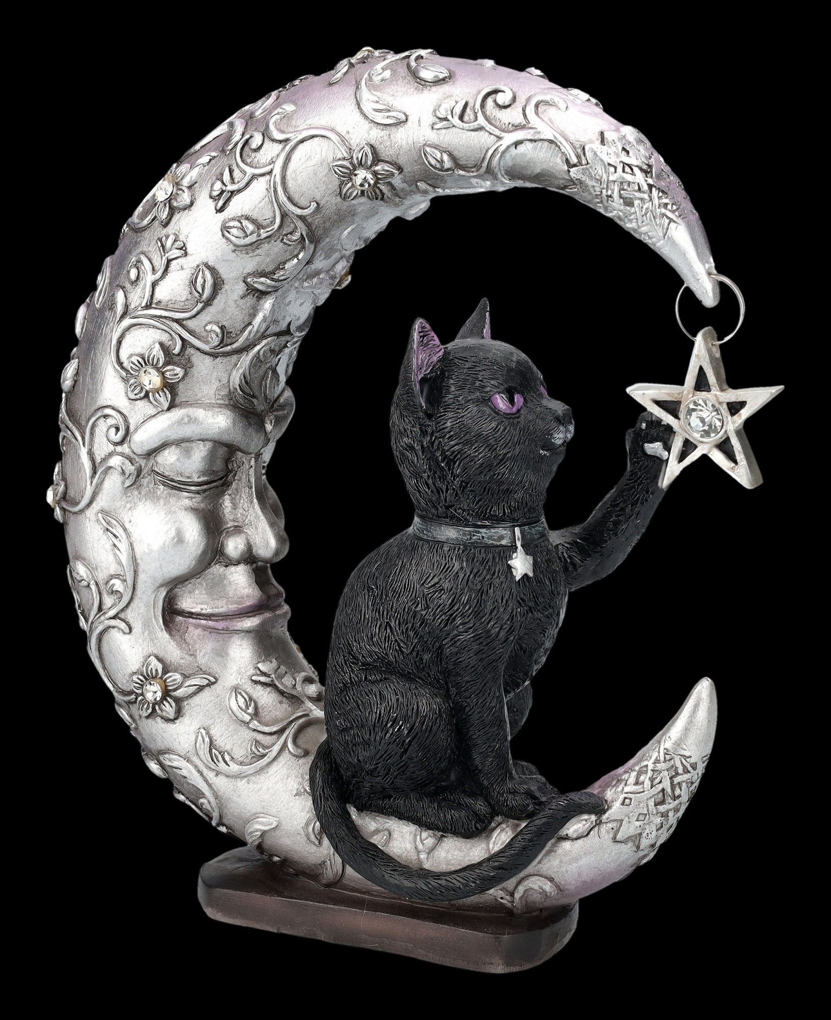 Figuren Shop GmbH Fantasy-Figur Katzenfigur auf Mond - Luna Companion - Nemesis Now - Fantasy Katze