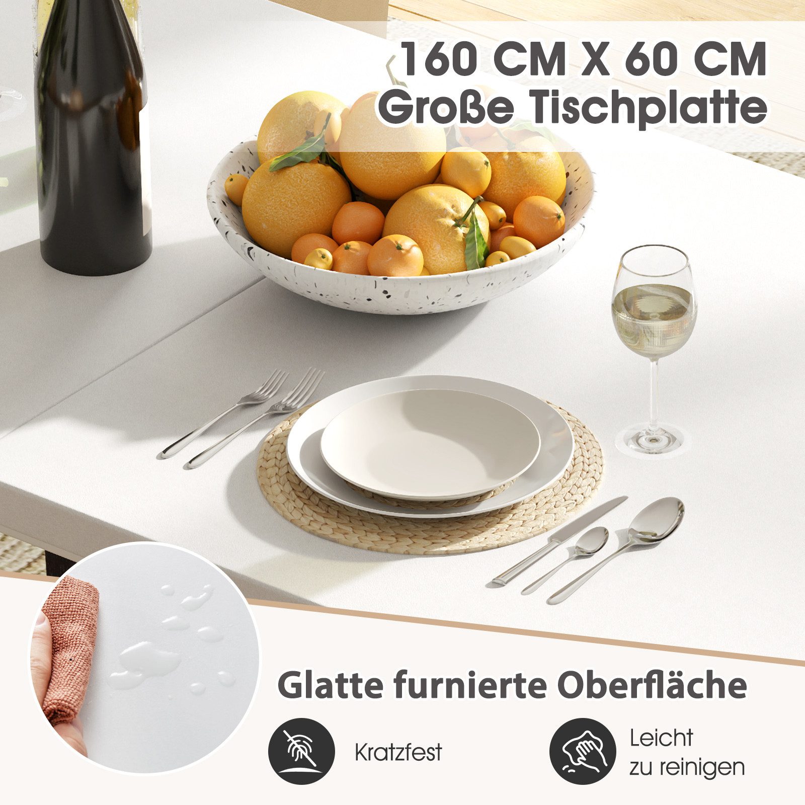 KOMFOTTEU Esstisch, rechteckiger Esszimmertisch für 6-8 günstig online kaufen