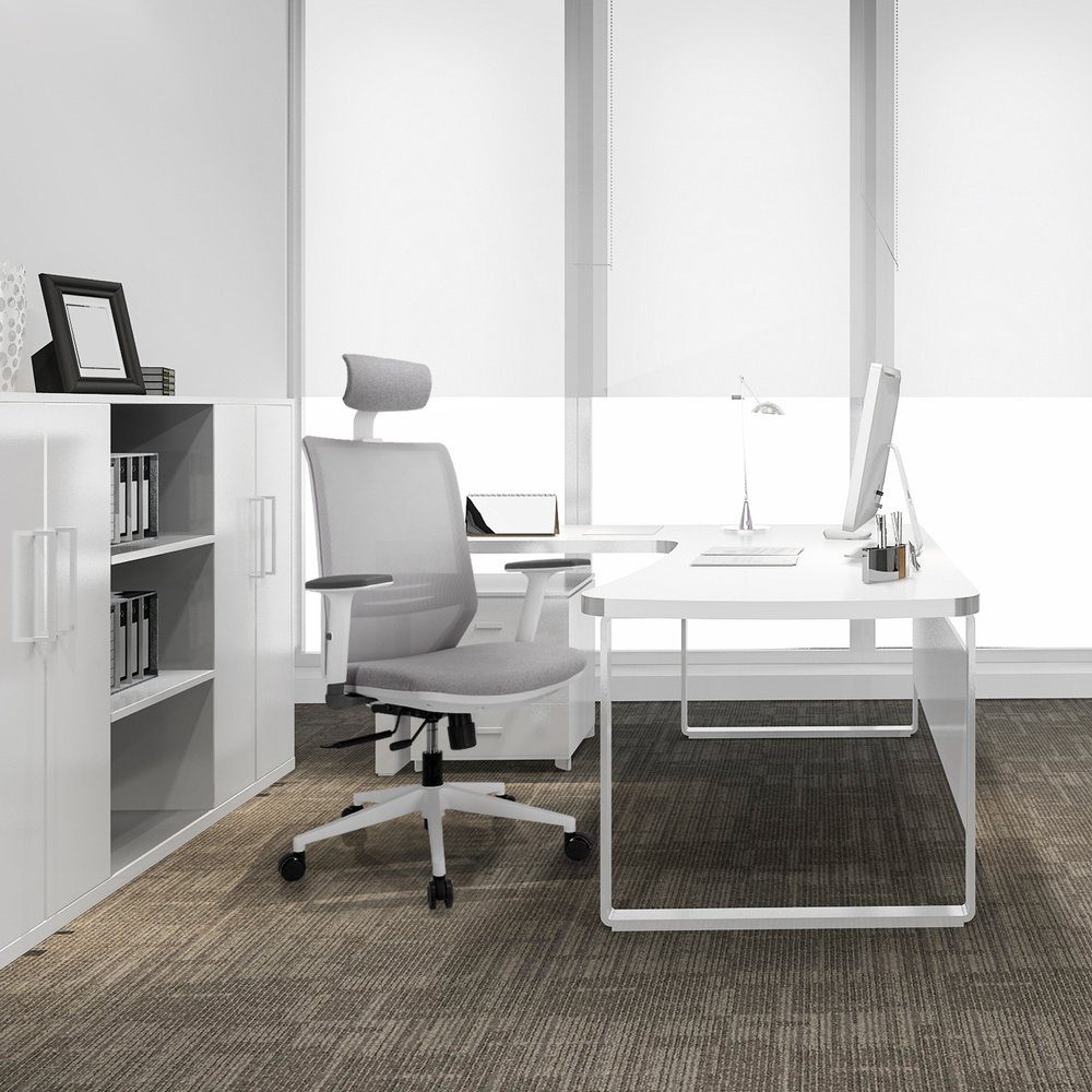 Profi (1 Schreibtischstuhl Grau Stoff/Netzstoff PROFONDO ergonomisch hjh OFFICE W PRO Drehstuhl St), Bürostuhl