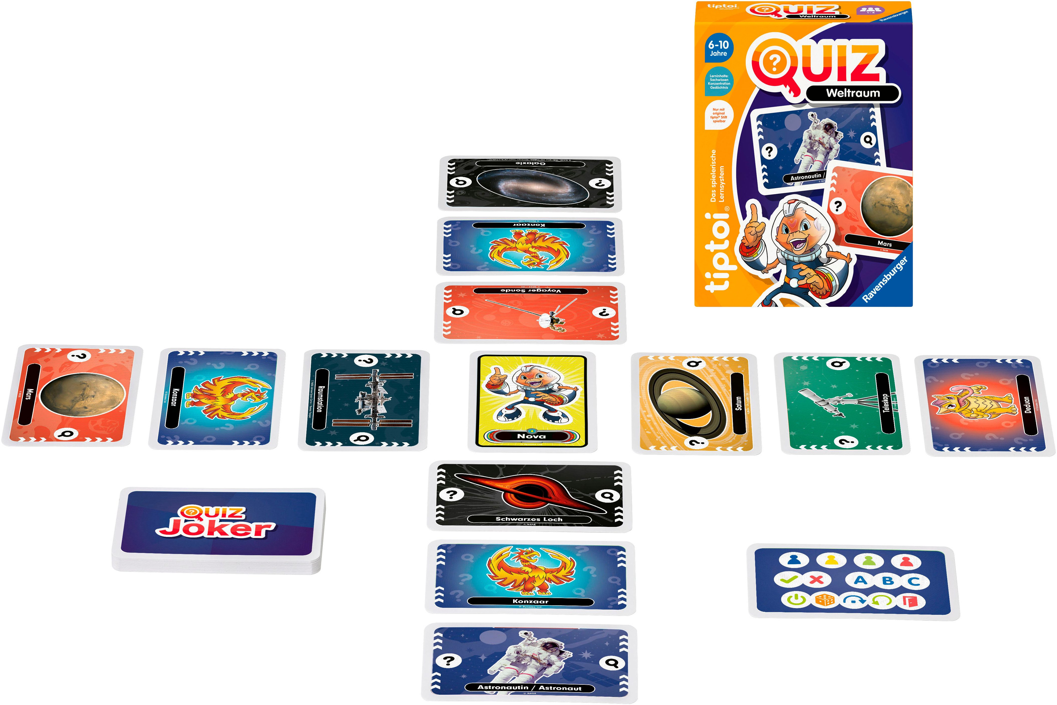 Ravensburger Spiel tiptoi® Quiz Weltraum, Reisespiel, Made in Europe