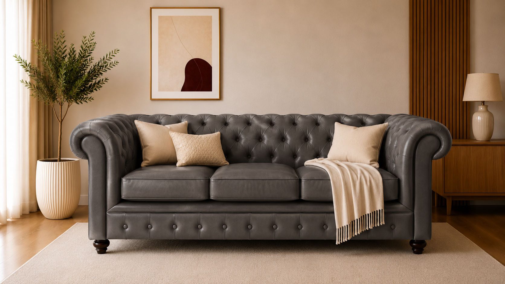 Home affaire Chesterfield-Sofa Chesterfield 3-Sitzer B/T/H: 198/89/74 cm, mit hochwertiger Knopfheftung, auch in Leder