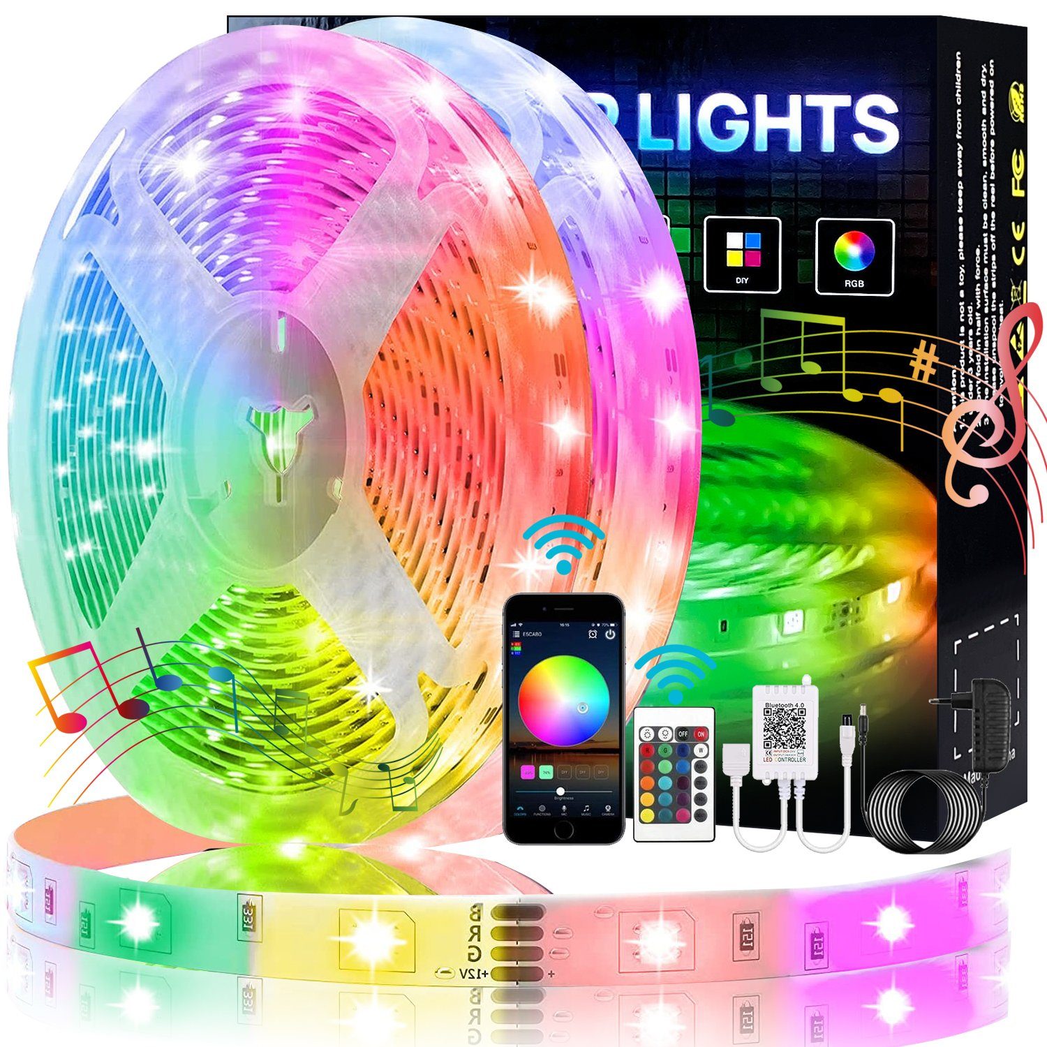 Oneid LED-Streifen Smart und Strip 5m,Alexa LED Streifen,WiFi RGB Assistant Google LED