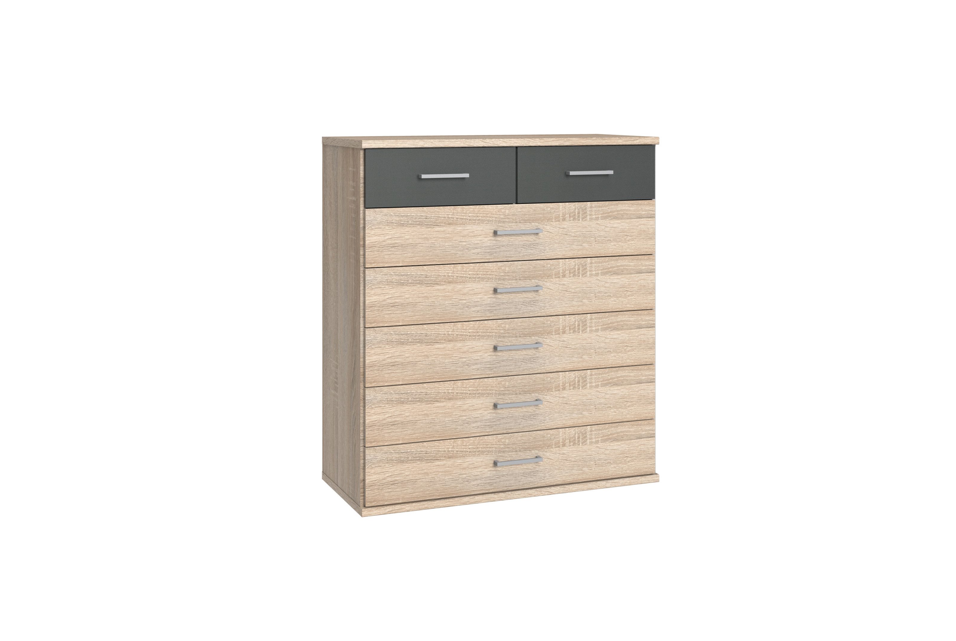 Wimex Kommode in Eiche-Sägerau-Nachbildung mit 7 Schubladen (B/H/T: 90x106x40 cm)