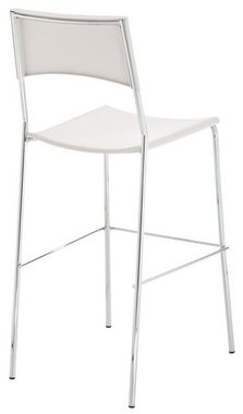 TPFLiving Barhocker Gent (mit leicht abgerundeter Rückenlehne - Hocker für Theke & Küche), Vierfuß-Gestell - chromfarbener Stahl - Sitzfläche: Kunststoff Weiß