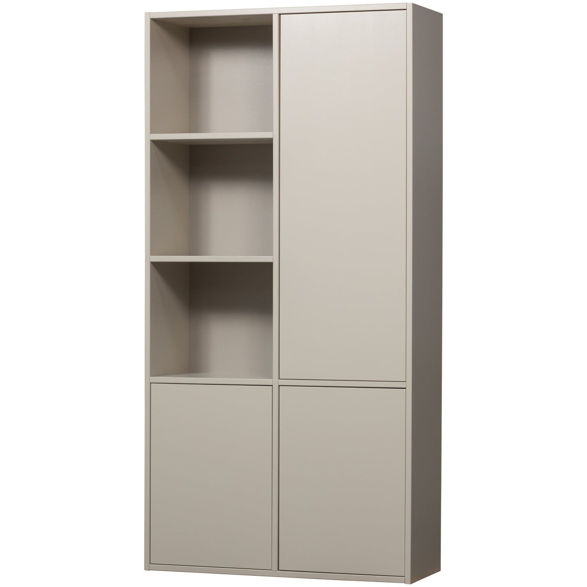 WOOOD Mehrzweckschrank Meggy Rechts Kiefer [FSC] Hellgrau – Push-to-Open, 215 x 108 cm Mit Push to Open Funktion