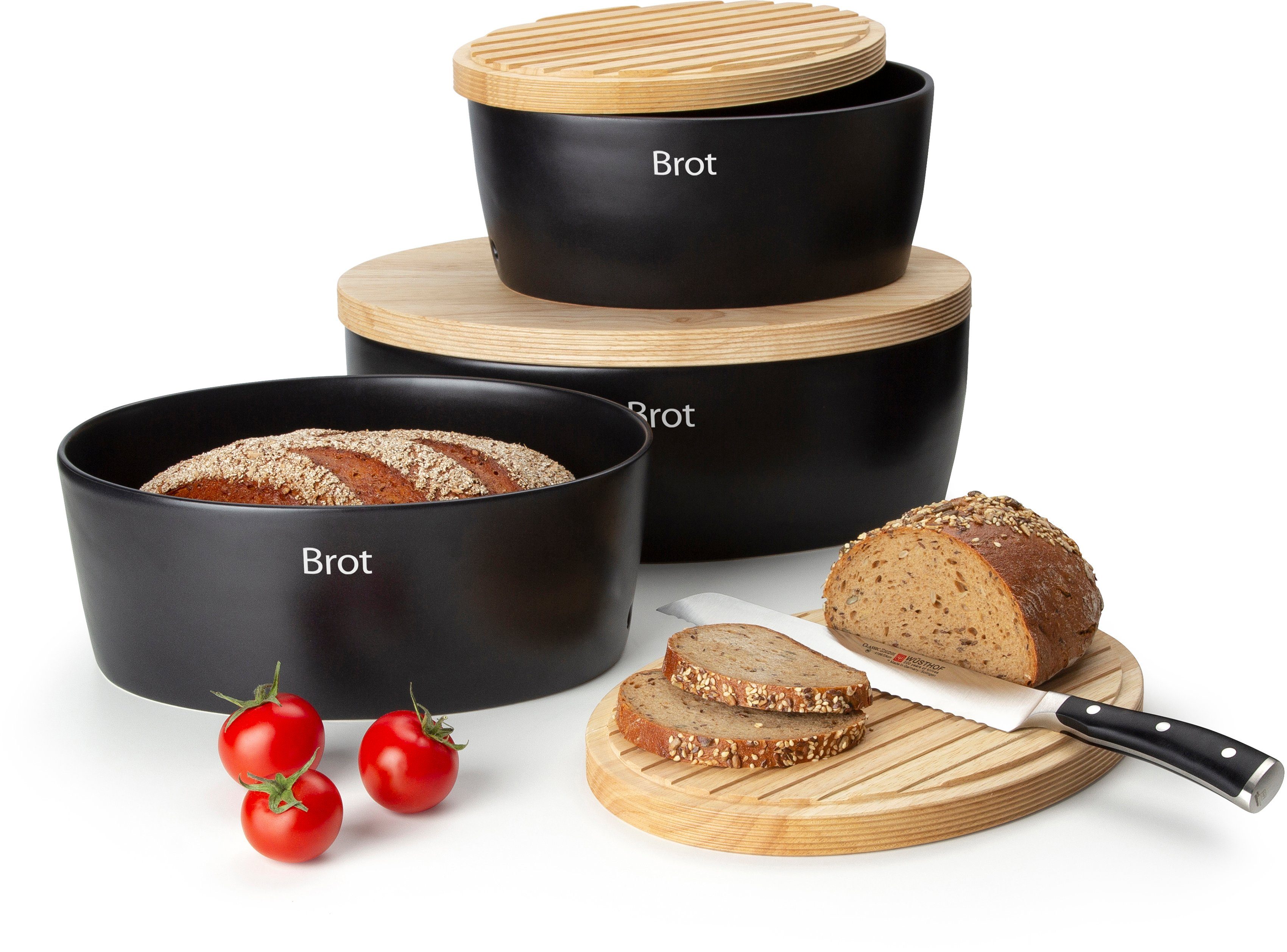 Continenta Brotkasten, Keramik, Massivholz, (1-tlg), Brottopf