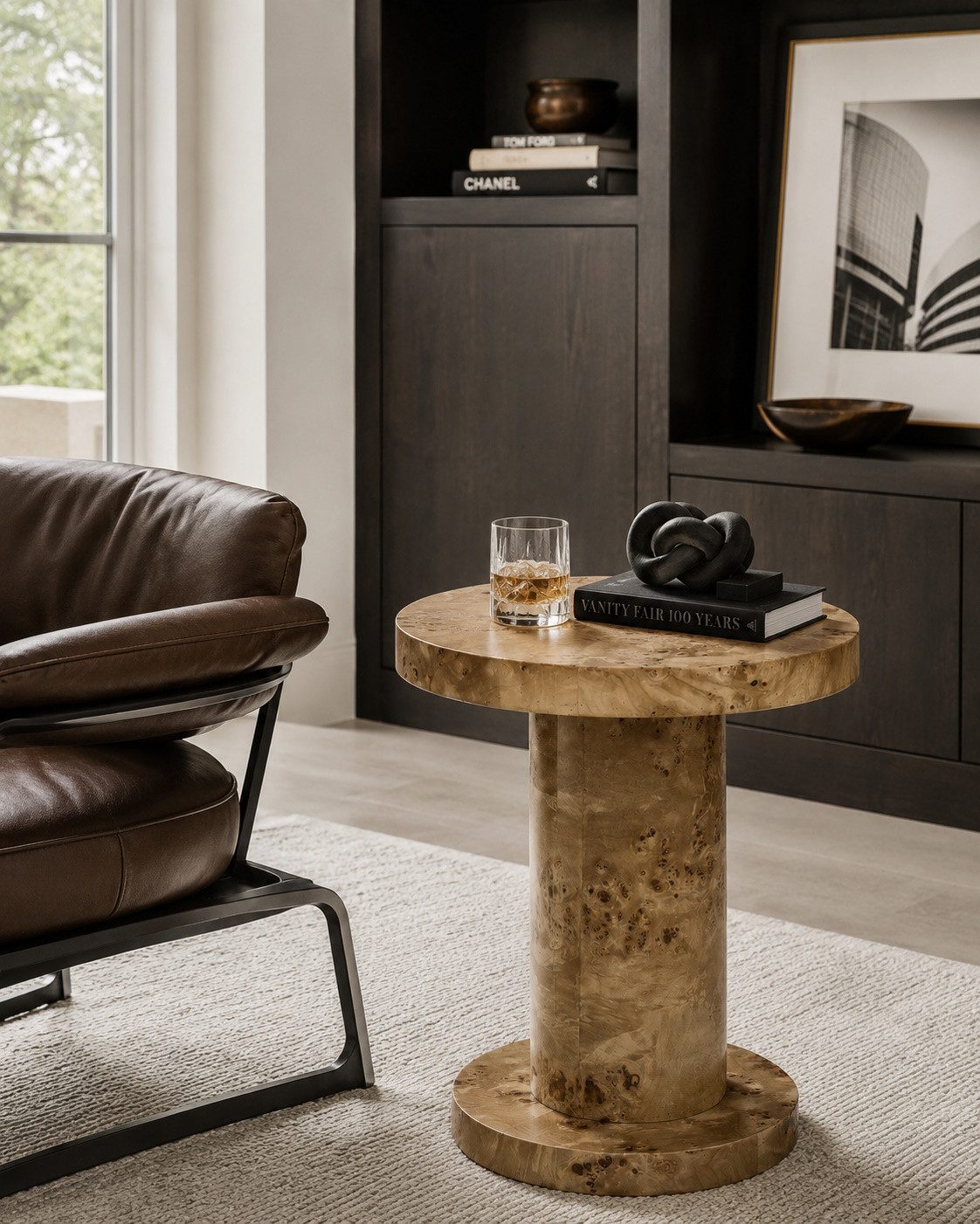Dutchbone Couchtisch Retro Beistelltisch Quinn Wurzelholzfurnier 51 cm