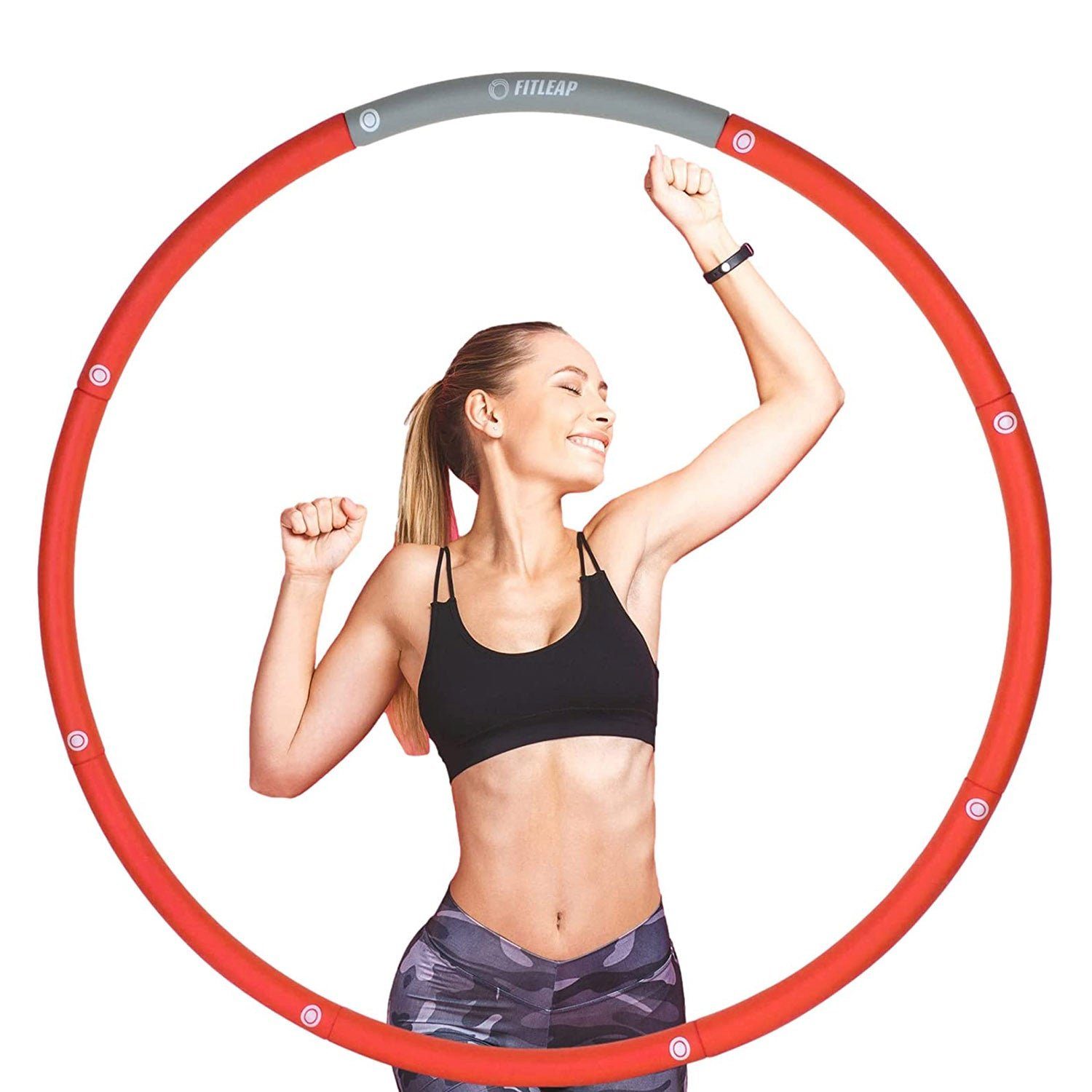 Fitleap Hula-Hoop-Reifen Fitness und Massage, Hula Hoop Reifen für Erwachsene und Kinder, 8 Se…