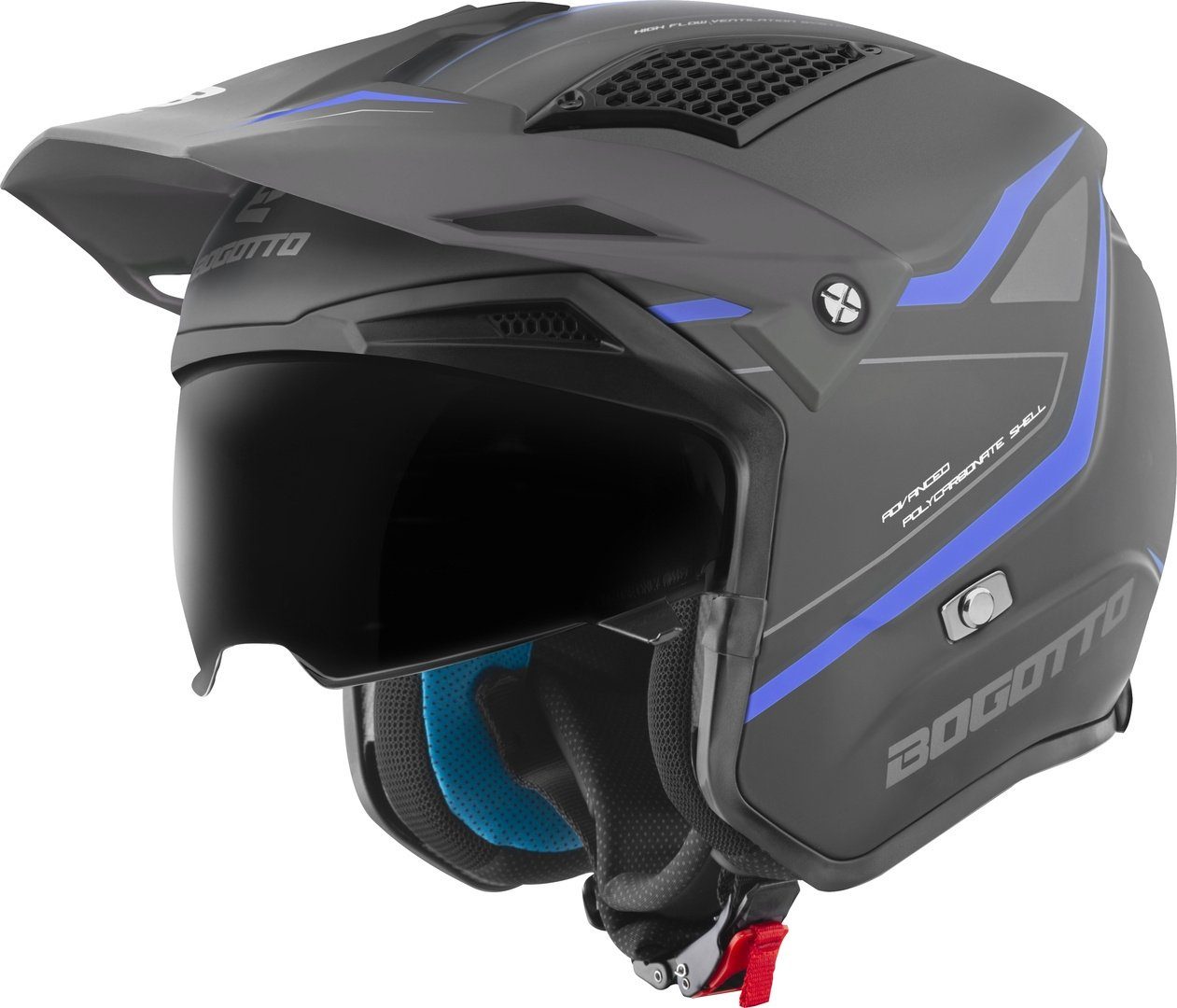 Bogotto Motorradhelm Radic WN-ST 22.06 Helm, Herausnehmbares Innenfutter,integriertes Sonnenvisier