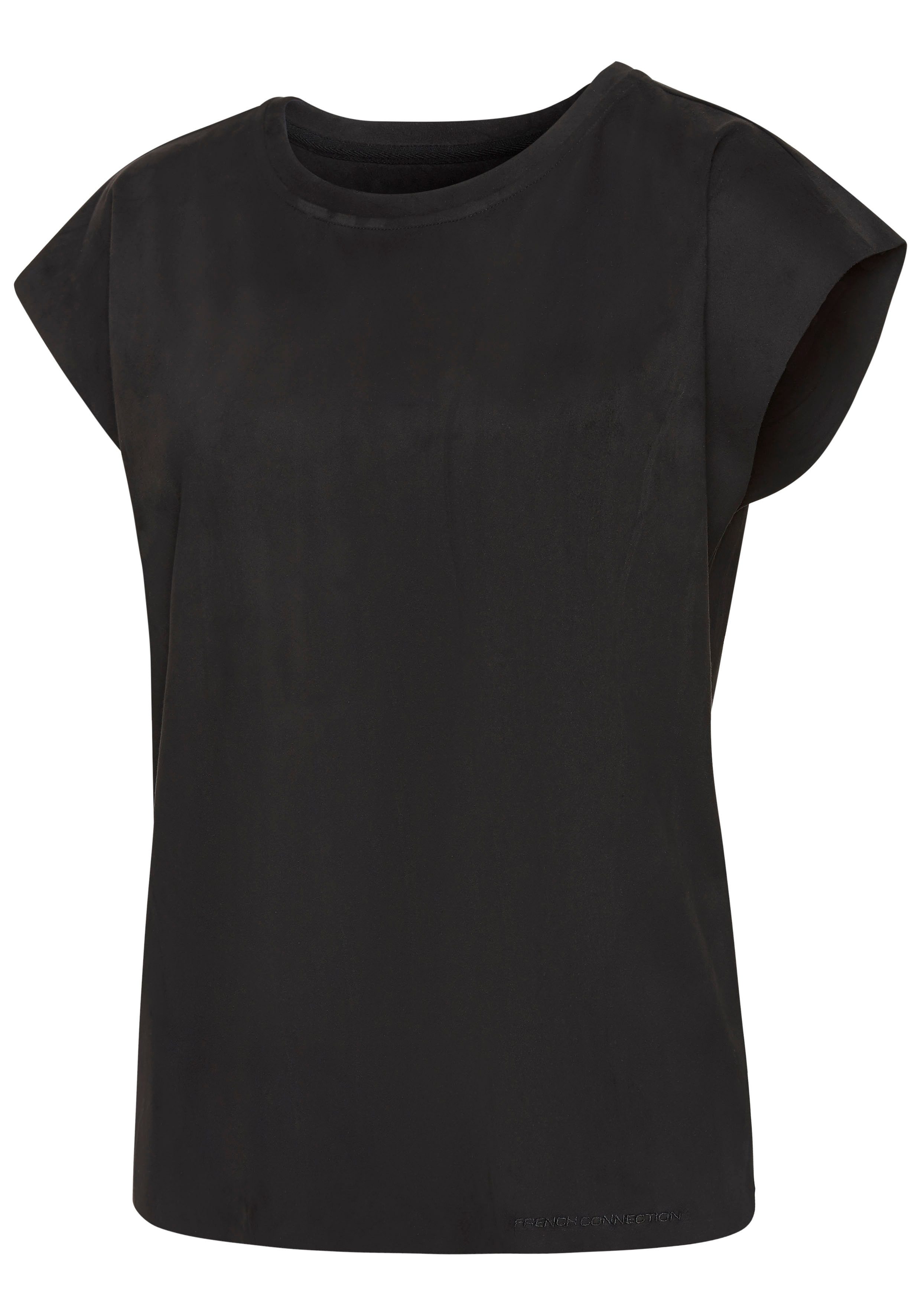 French Connection T-Shirt aus Veloursleder-Imitat mit kleiner Stickerei, Loungewear – Bild 5 von 5