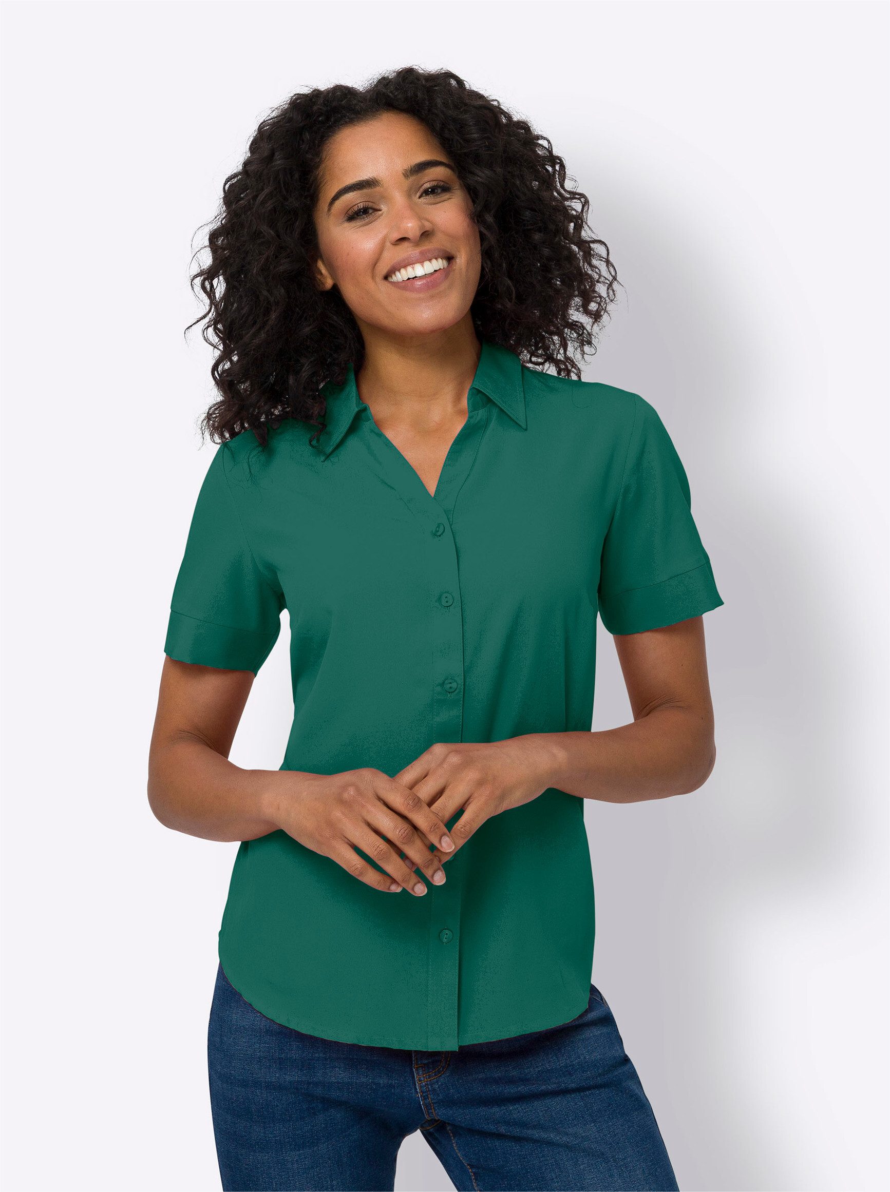 Sieh an! Klassische Bluse Hemdbluse Kurzarm
