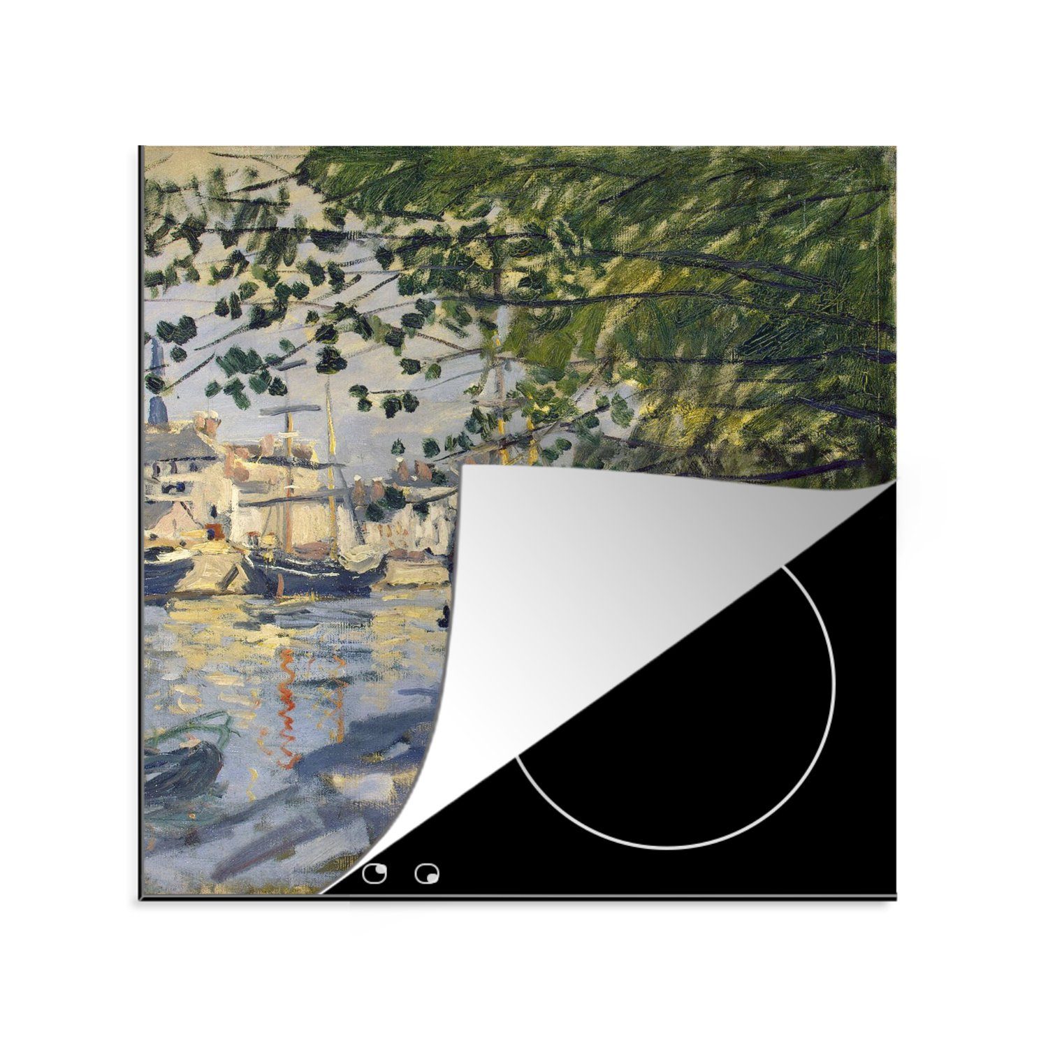 MuchoWow Herdblende-/Abdeckplatte Die Seine bei Rouen - Claude Monet, Vinyl, (1 tlg), 78x78 cm, Ceranfeldabdeckung, Arbeitsplatte für küche