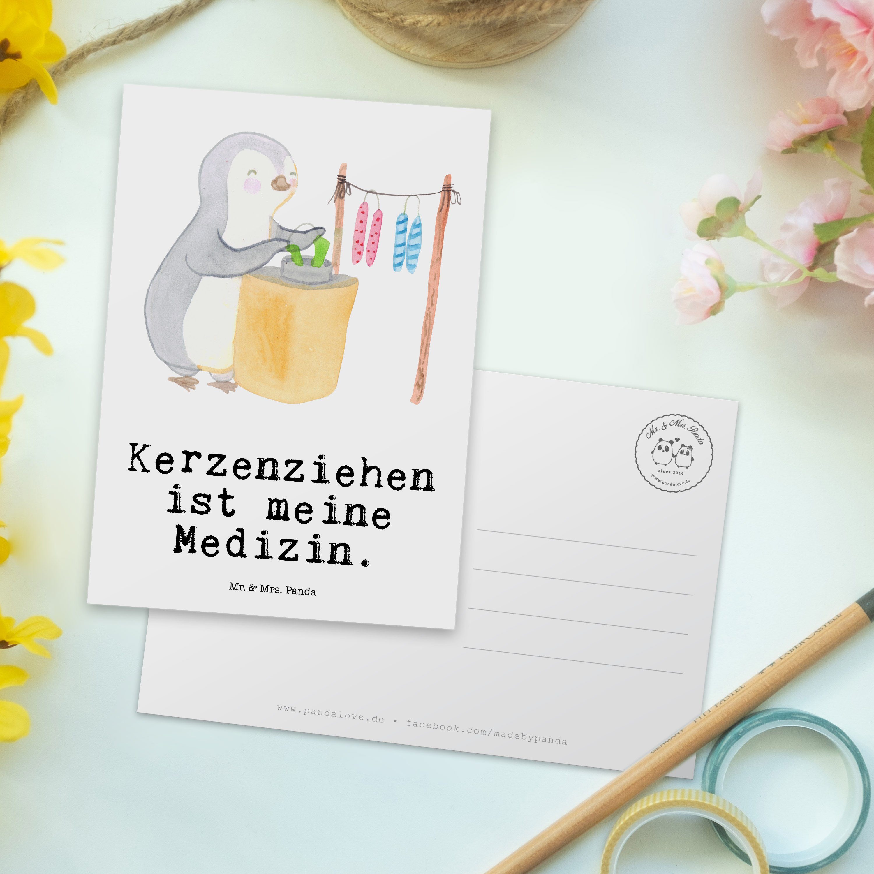 Medizin Pinguin Weiß - Panda Postkarte Mrs. & - Karte, Ans Kerzenziehen Mr. Geschenk, Einladung,