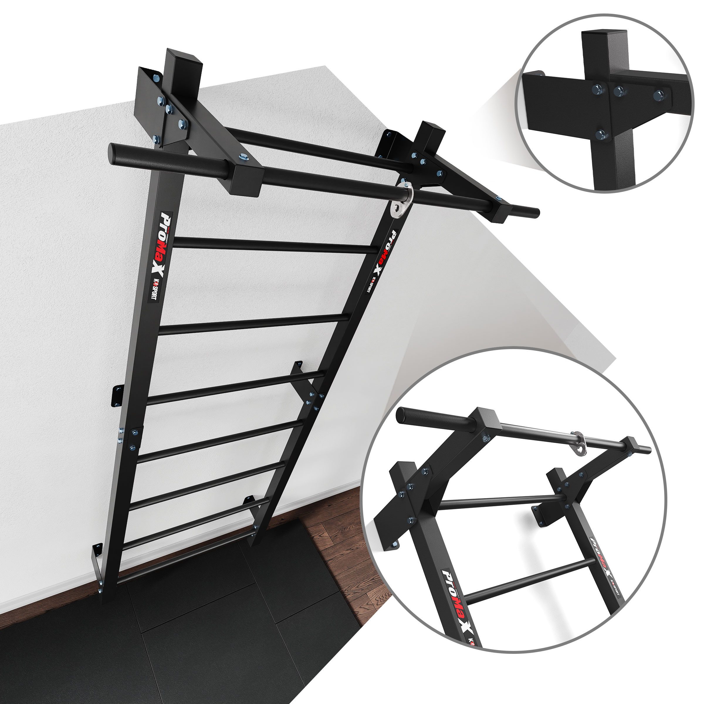 K-SPORT Sprossenwand Fitness-Sprossenwand aus Metall mit Klimmzugstange