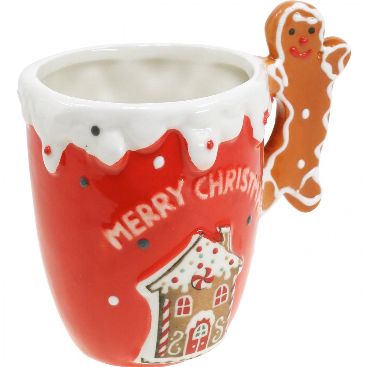 Viana Weihnachtsmann Weihnachtstasse Rot Keramik Merry Christmas Tasse Deko H10,5cm