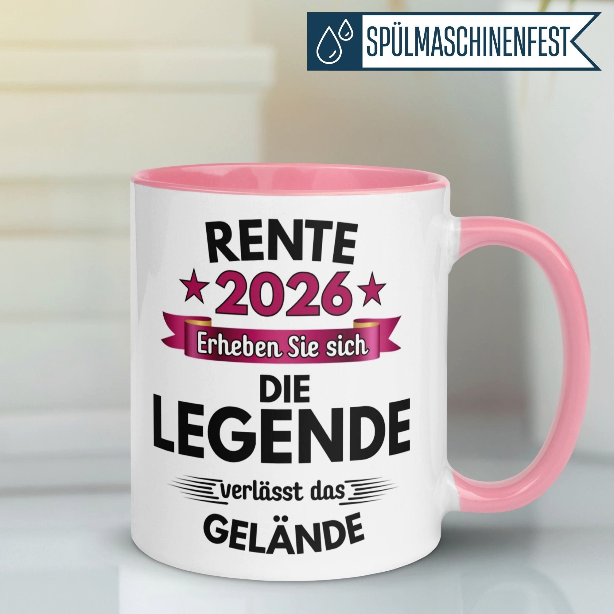 Momentals Tasse Rente – „Legende verlässt das Gelände“ – Geschenk zum Rentenbeginn, Gratis Versand · Links-&Rechtshänder · Spülmaschinenfest