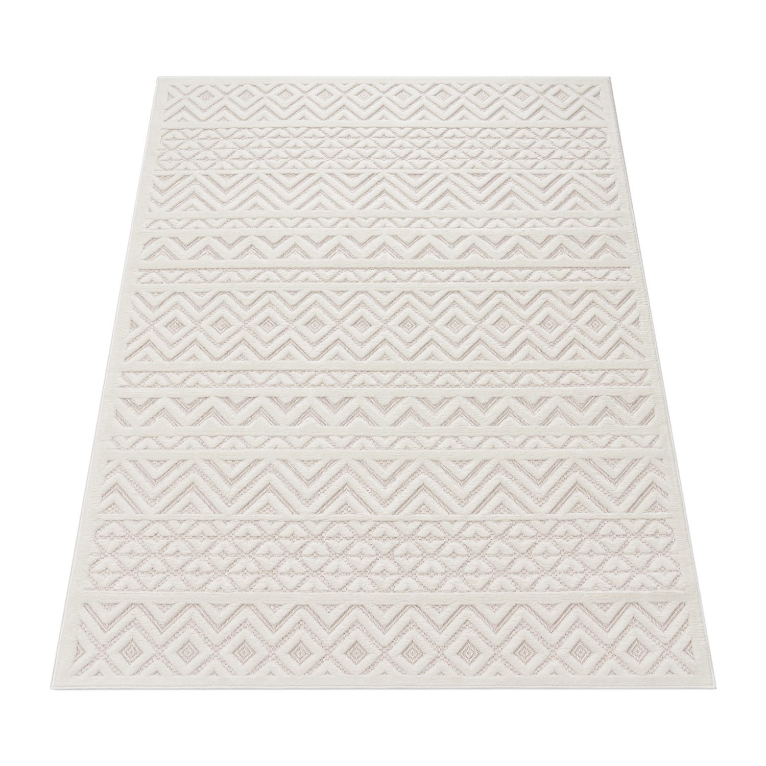 KADIMA DESIGN Teppich Struktur Wohnzimmer schmutzabweisend Teppich Kurzflor, Läufer, Höhe: 14 mm, Florhöhe: 10 mm, 100% Polypropylen, Läufer, 80x150cm, Creme