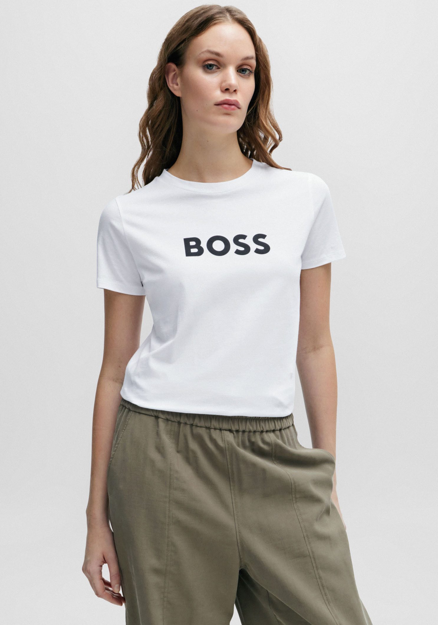 BOSS ORANGE T-Shirt Elogo Premium Damenmode mit BOSS-Schriftzug günstig online kaufen