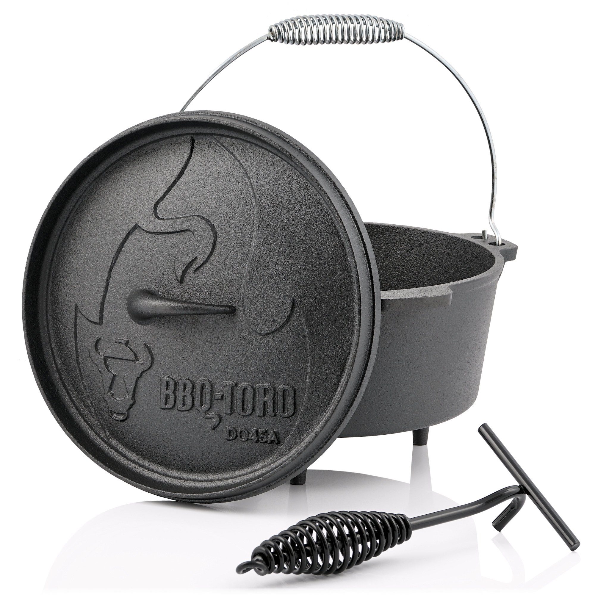 BBQ-Toro Grilltopf Dutch Oven DO45A, 3,1 L Alpha Gusseisen Kochtopf, Gusstopf, Gusseisen (3-tlg)