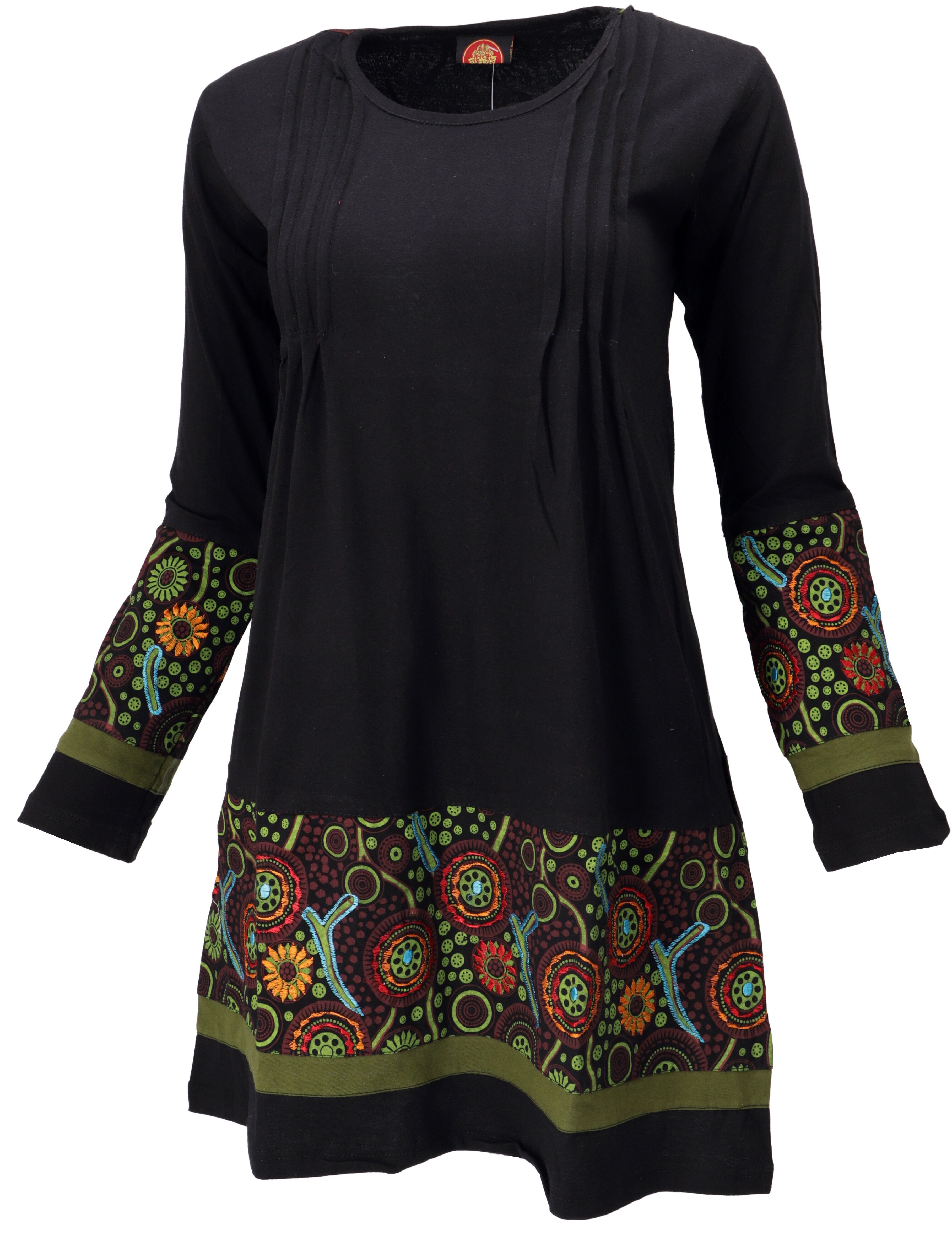 Guru-Shop Midikleid Baumwoll Minikleid Boho chic, Langarm Tunika -.. altern günstig online kaufen