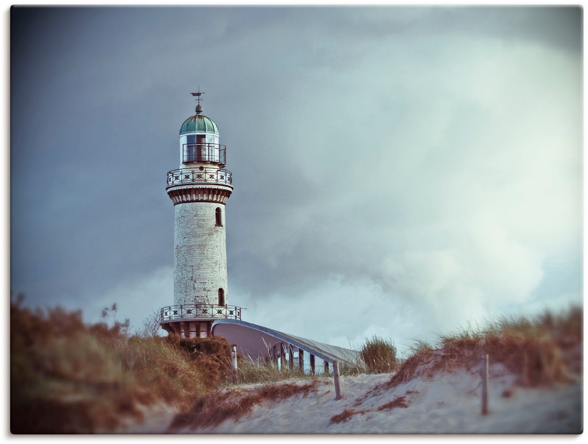 Artland Leinwandbild Der Warnemünder Leuchtturm, Gebäude (1 St), auf Holzrahmen gespannt