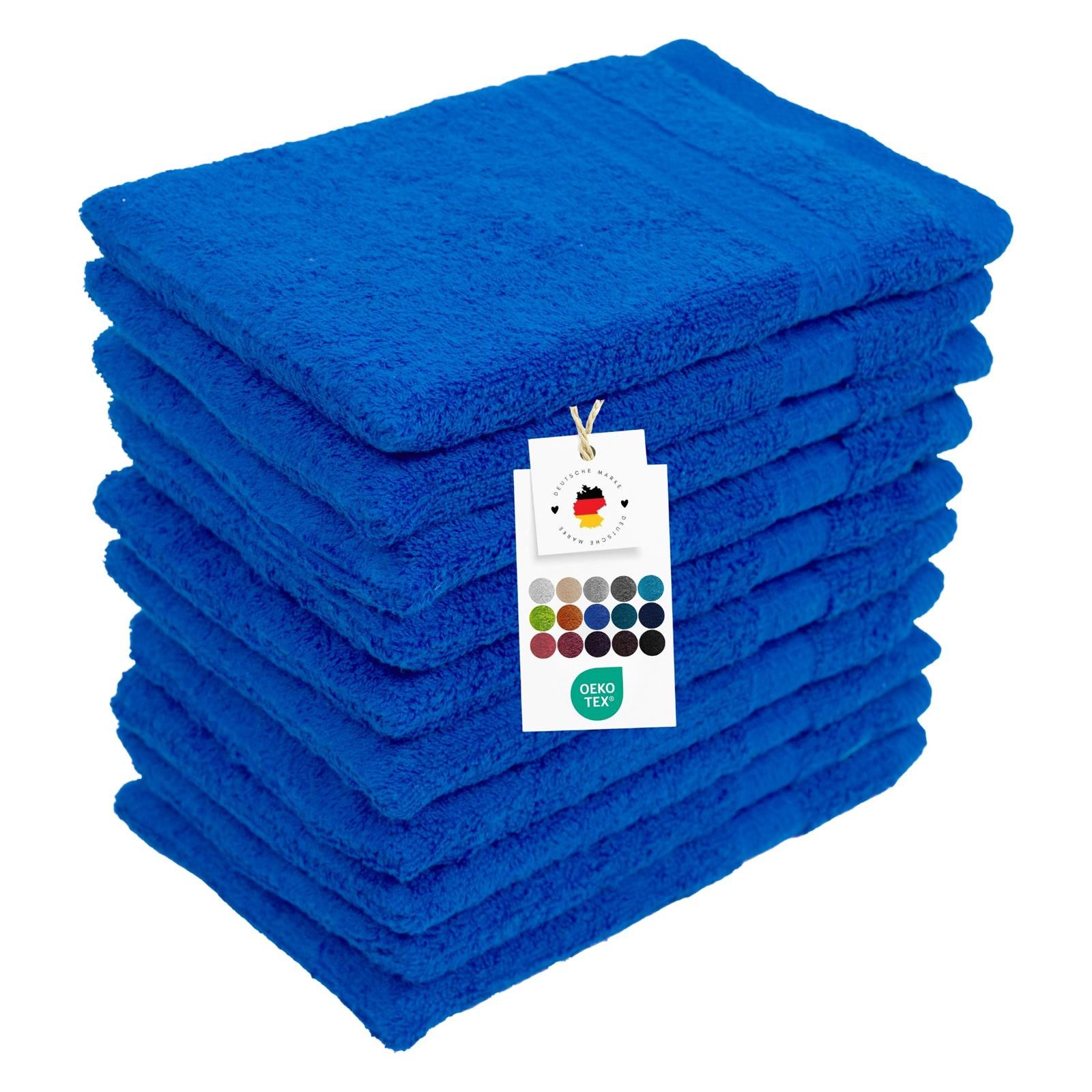 Carpe Sonno Waschhandschuh Waschlappen 10er Set Baumwolle Frottee Gesicht Körper Weich Saugstark, Frottier (Spar-Set, 10-St), 500 g/m² Handwaschlappen mit Aufhängeschlaufe Erwachsene Kinder Baby