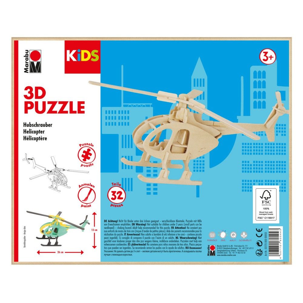 Marabu 3D-Puzzle Marabu KiDS 3D Puzzle Hubschrauber, Puzzleteile