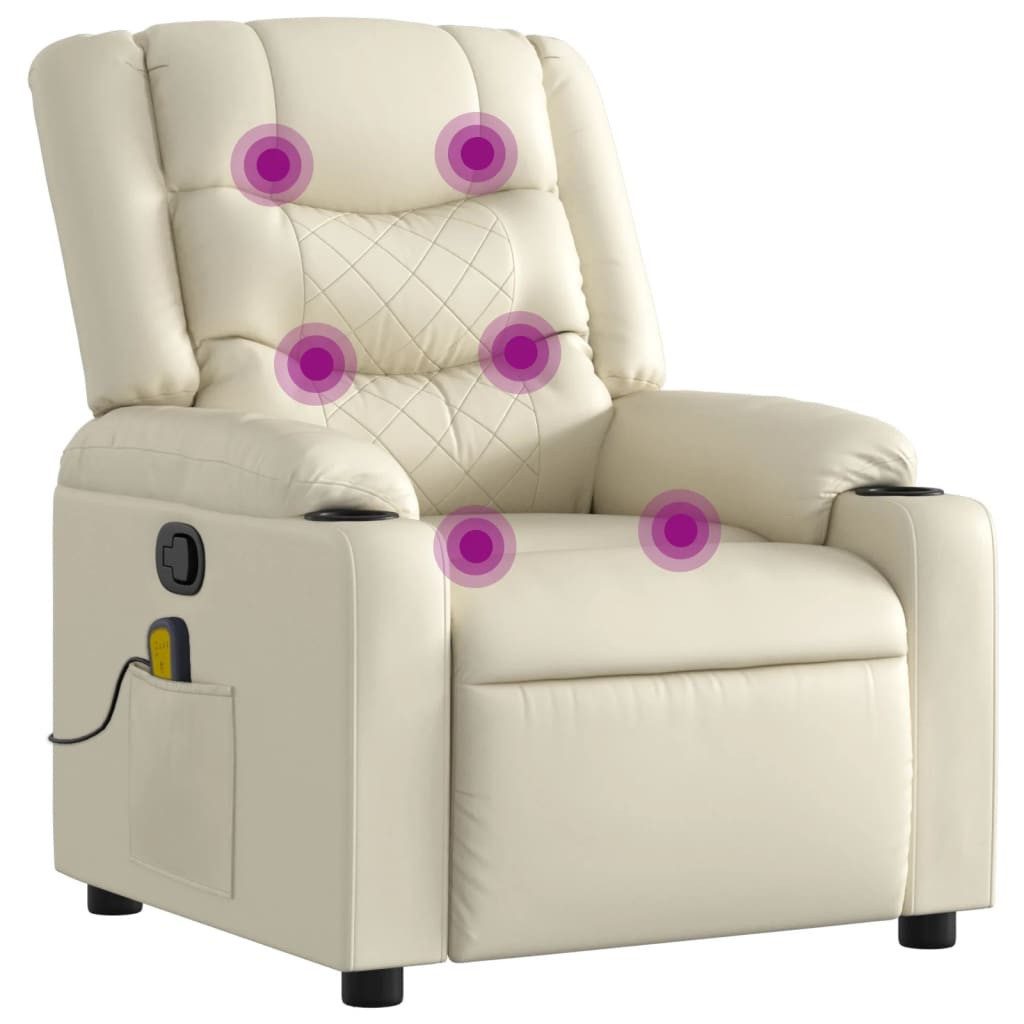 vidaXL Sessel Massagesessel Creme Kunstleder (1-St) günstig online kaufen