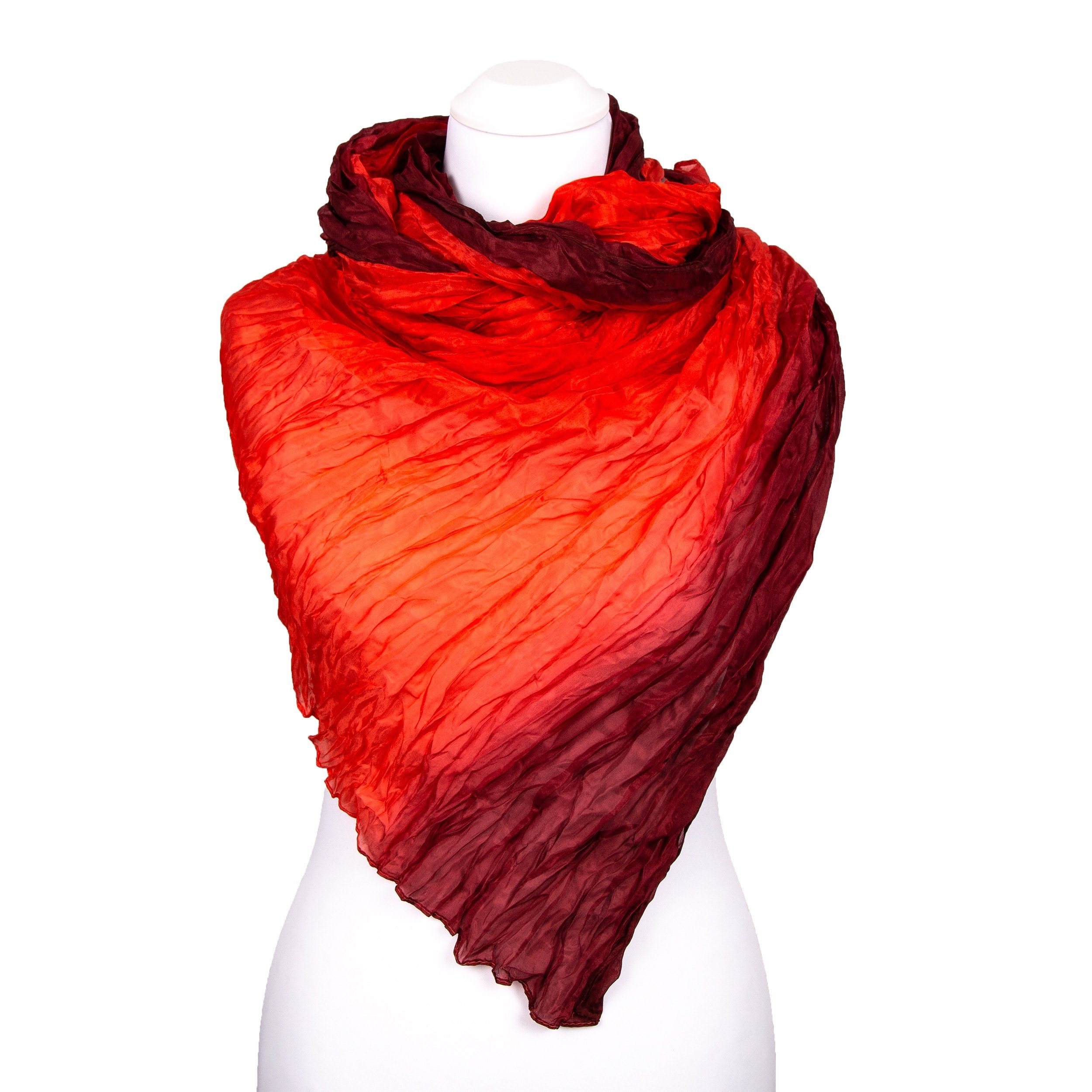 Silkroad Seidenschal Knitterschal Halstuch Schal XXL Farbverlauf Rot