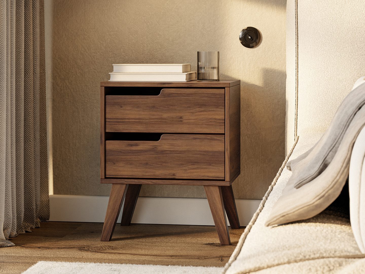 Beautysofa Nachttisch NOREL modernes Design mit zwei Schubladen (erhältlich günstig online kaufen