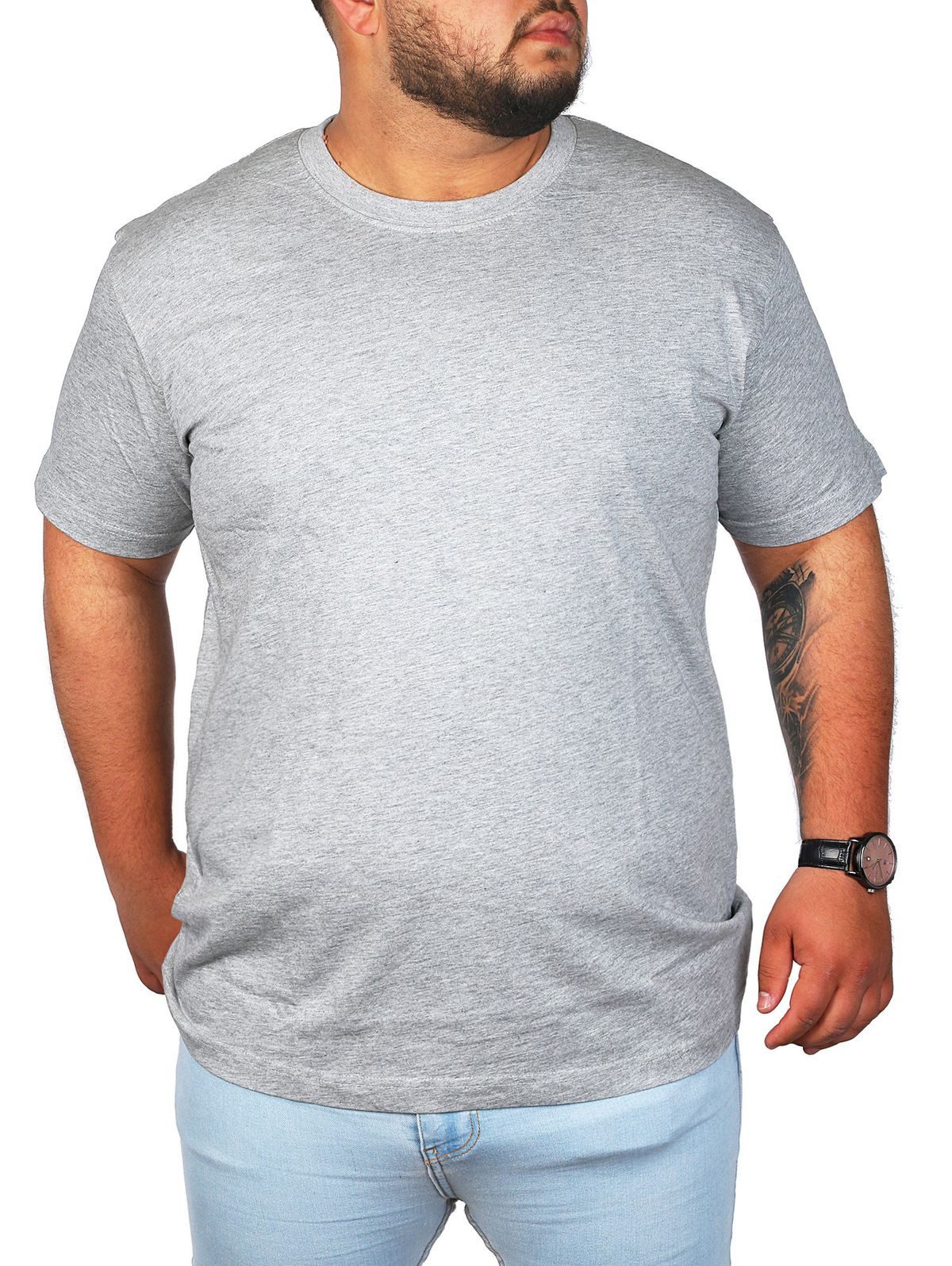 Young & Rich T-Shirt Herren Übergröße Basic big size optimierte moderne Passform Rundhalsauschnitt unifarben kurzarm regular fit