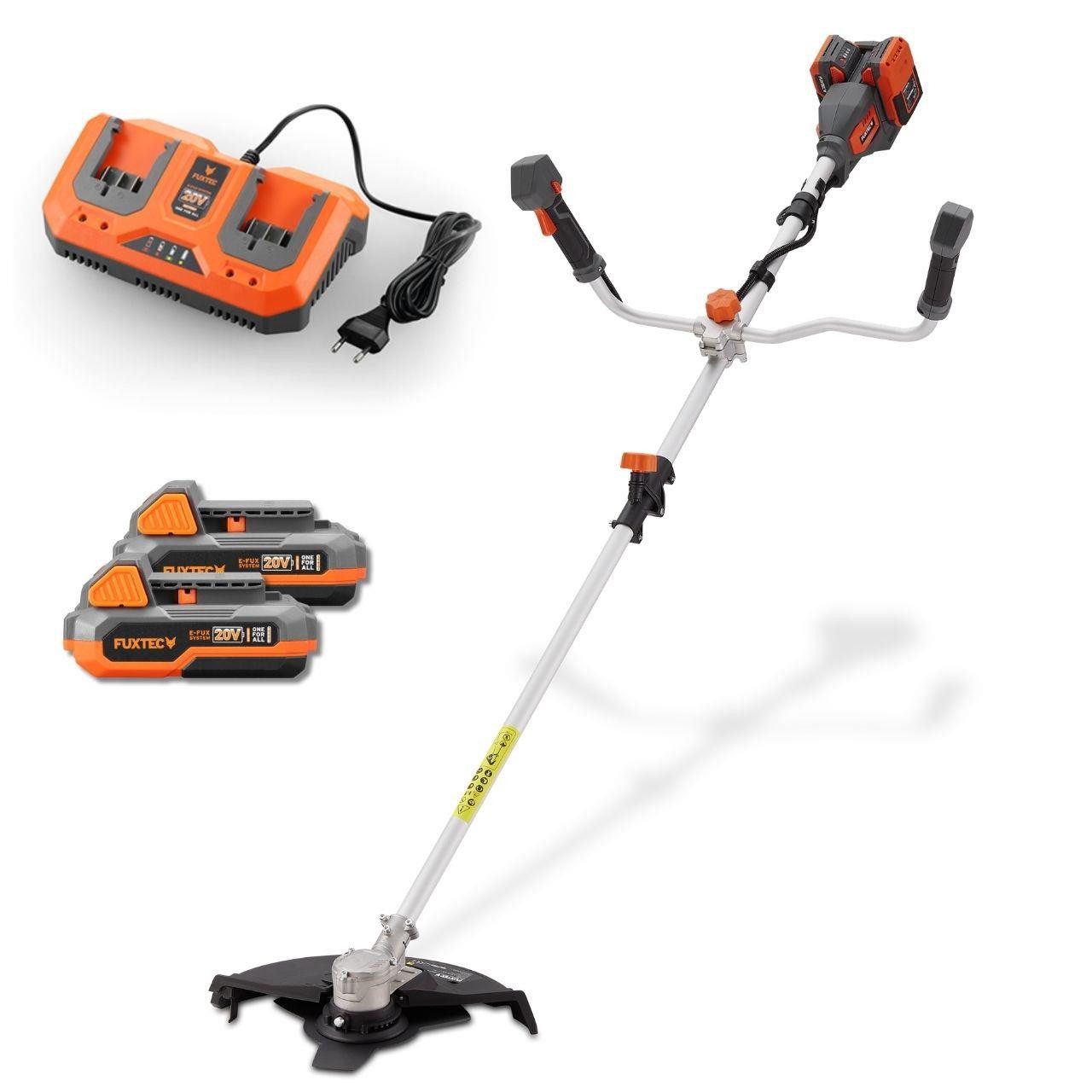 FUXTEC Akku-Motorsense FX-E2MSCSET, 35 cm Arbeitsbreite Messer, 2in1, 40V Akku-System 2x20V, 35 cm
