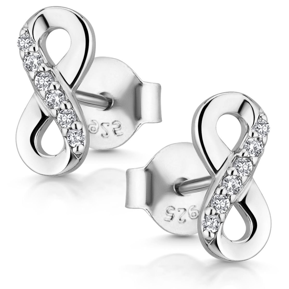 Materia Paar Creolen Damen Unendlichkeit / Infinity Zirkonia SO-410, 925  Sterling Silber, rhodiniert