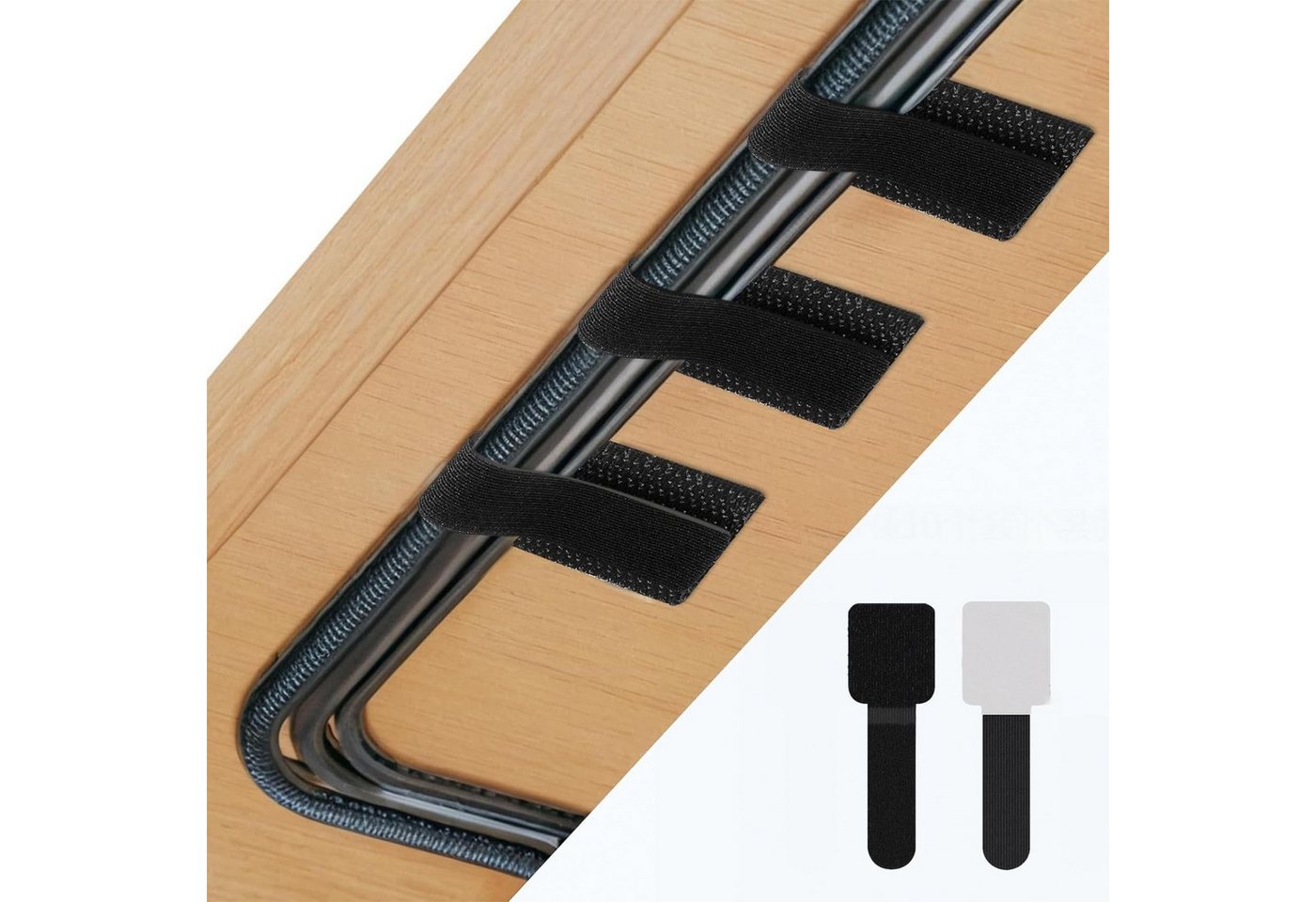 FOUORTUNATE-BEE Kabelbinder 50er Set Kabelmanagement Clips & Klettbänder selbstklebend Kabelhalter für Schreibtisch, TV, Computer & Lichterketten