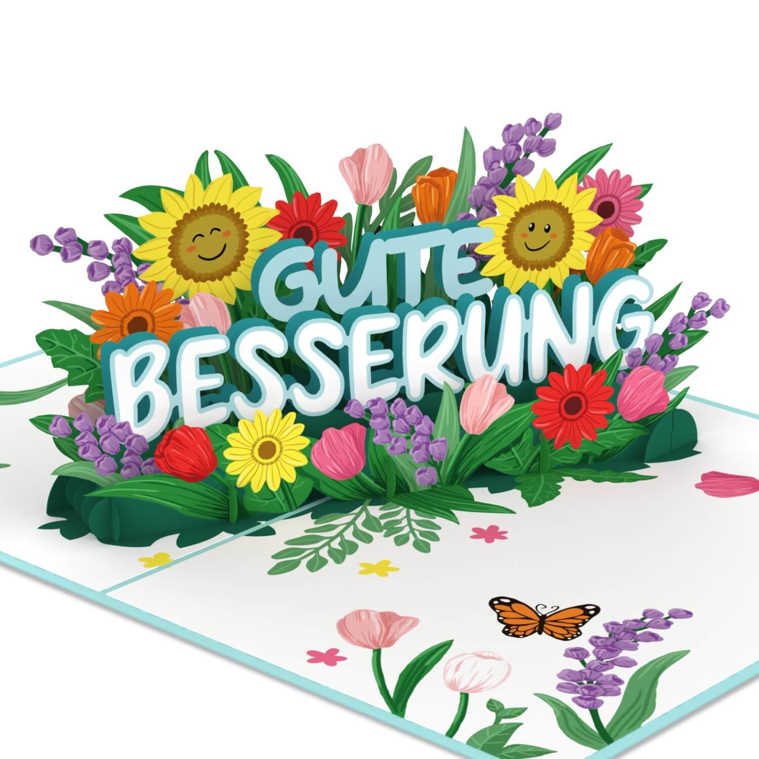 papercrush Genesungskarte Gute Besserung Pop-Up Karte, Geschenk zur Genesung, Handgemacht