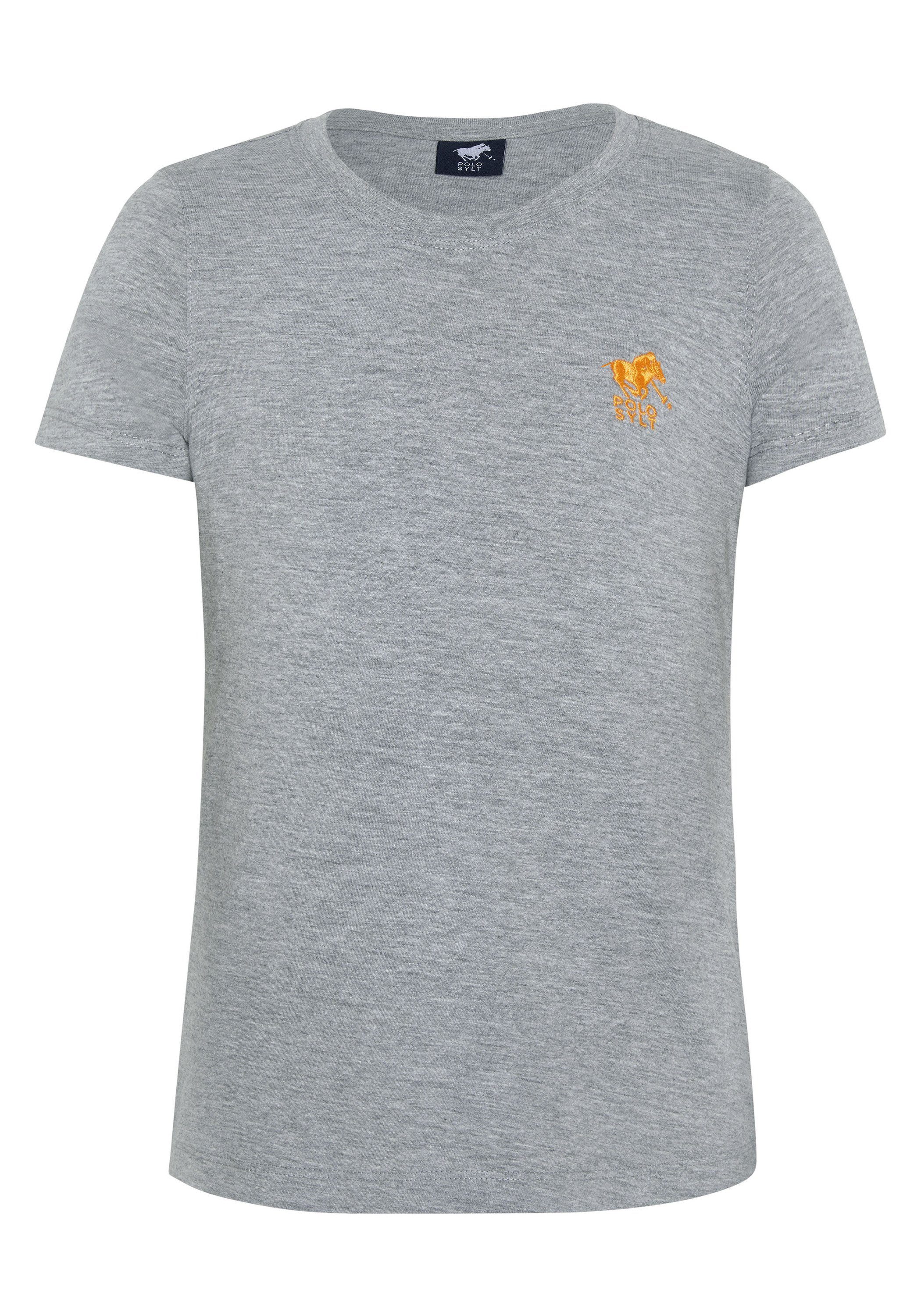 17-4402M Logo-Stickerei Melange Neutral Gray Print-Shirt mit Polo Sylt