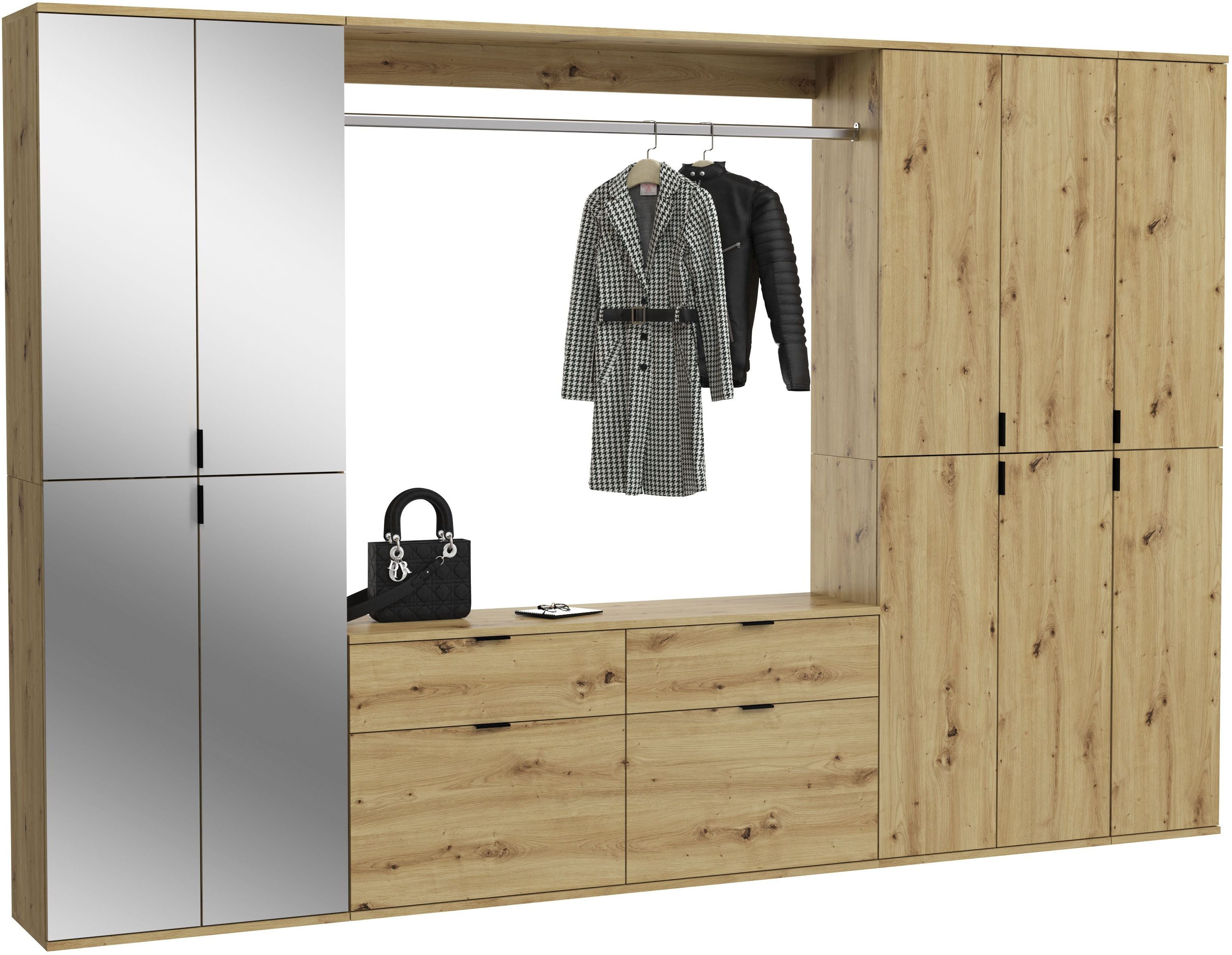 Garderoben-Set TRONDHEIM, 6-teilig, Breite 273cm, individuell platzier- & erweiterbar